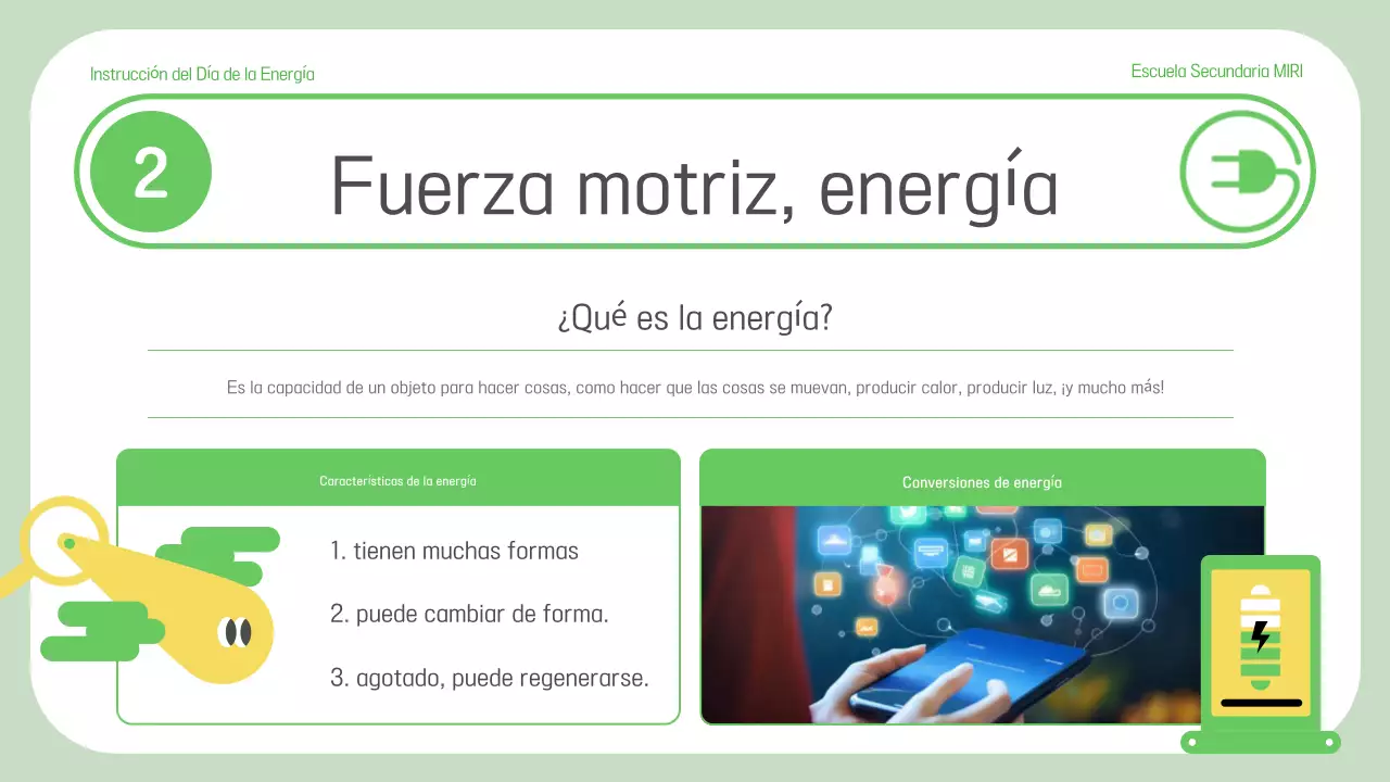 Materiales educativos sobre energía verde y sencilla
