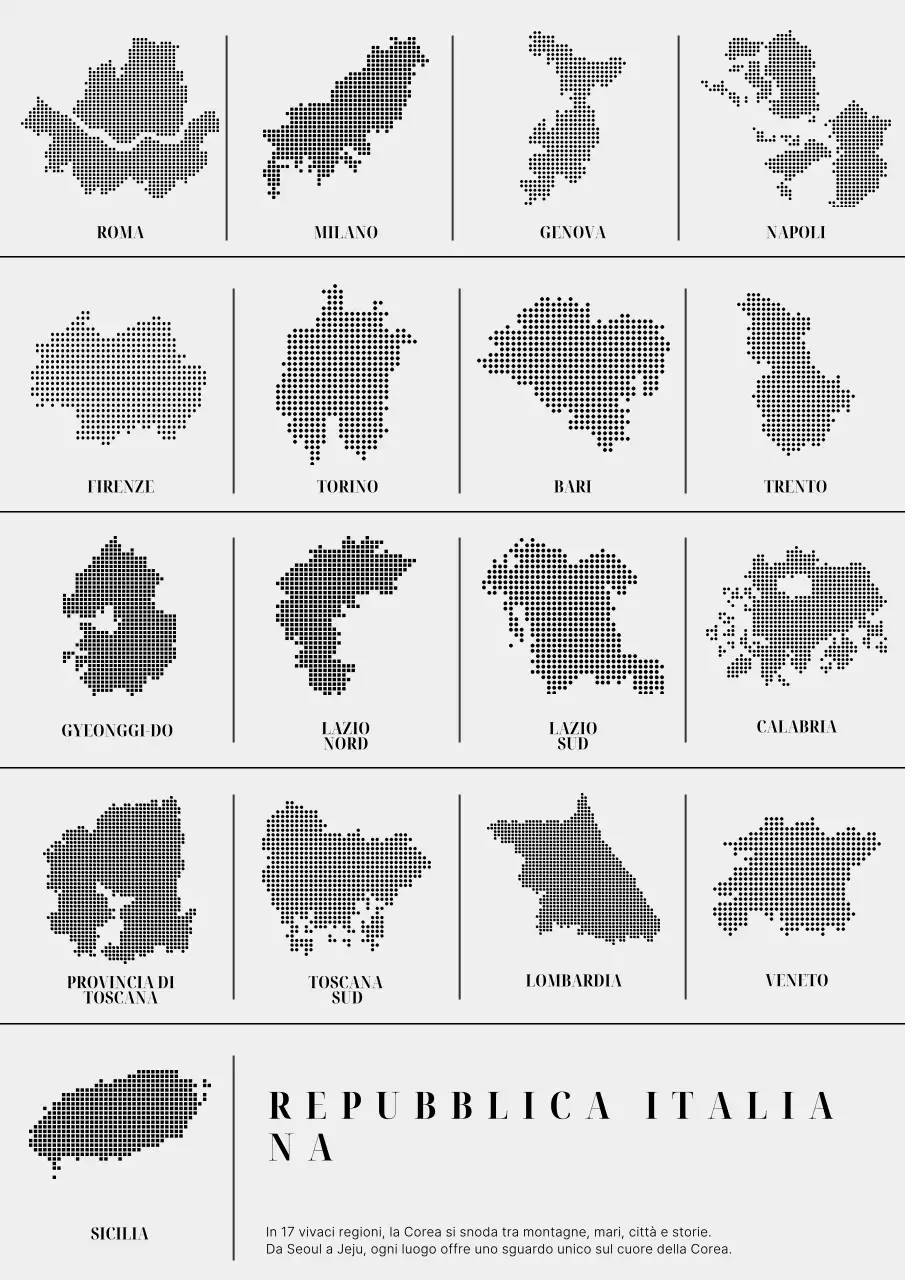 Mostra di mappe semplici e nere della Corea