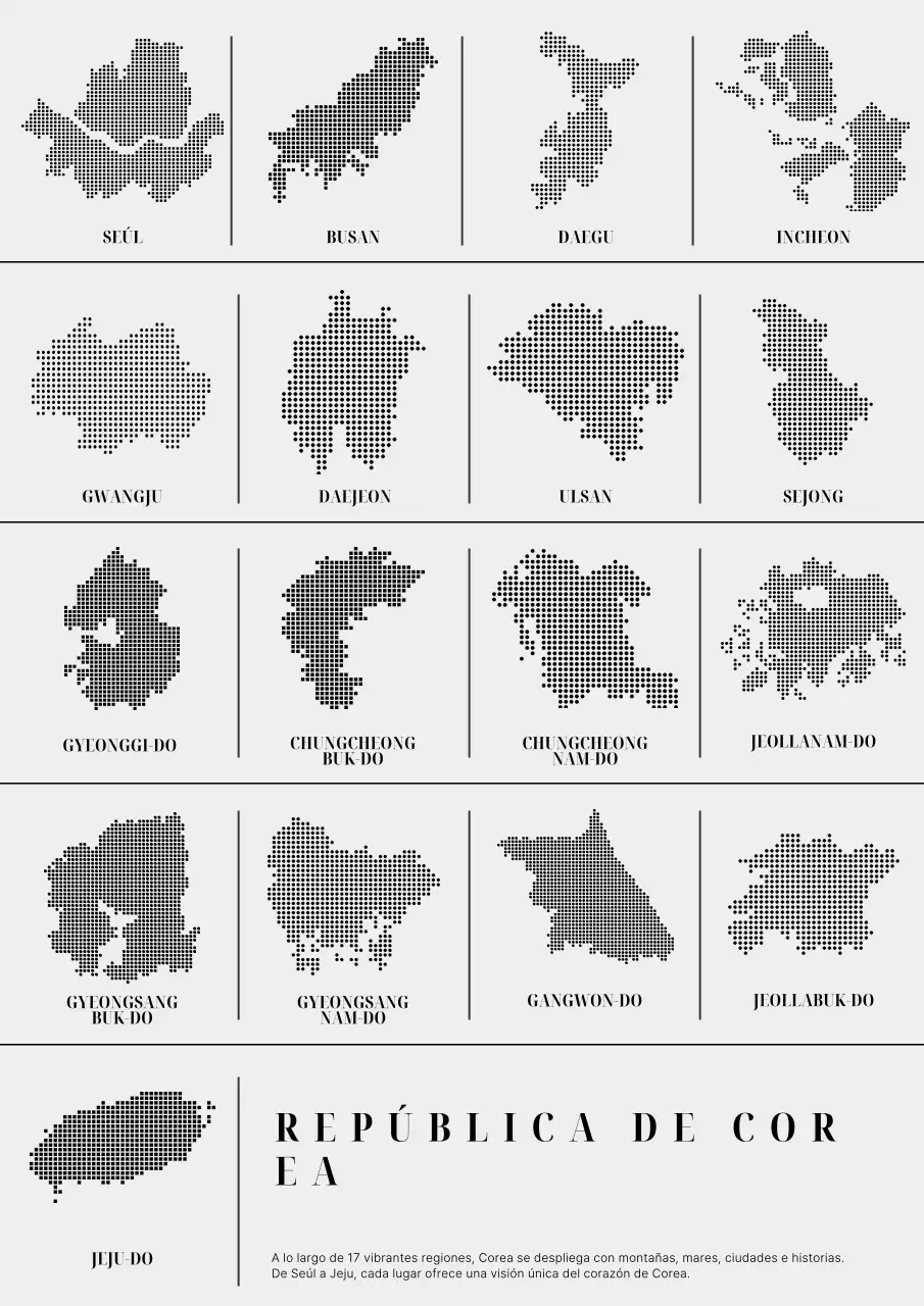 Exposición de mapas negros y sencillos de Corea