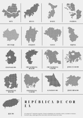 Exposición de mapas negros y sencillos de Corea
