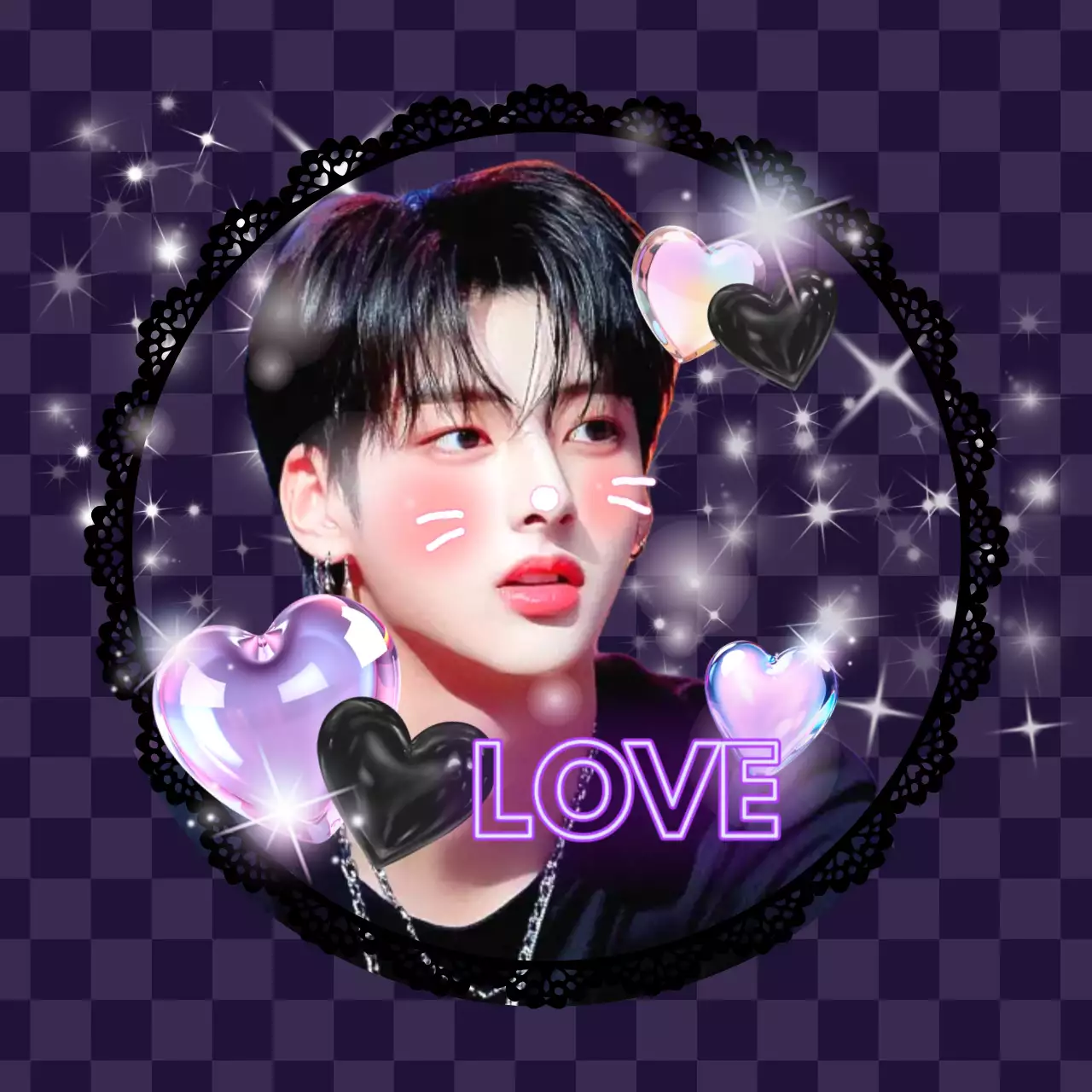 黒と紫 華やか ダークガーリーフリクラ