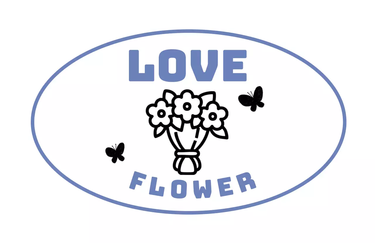 青 シンプル 花 ロゴ