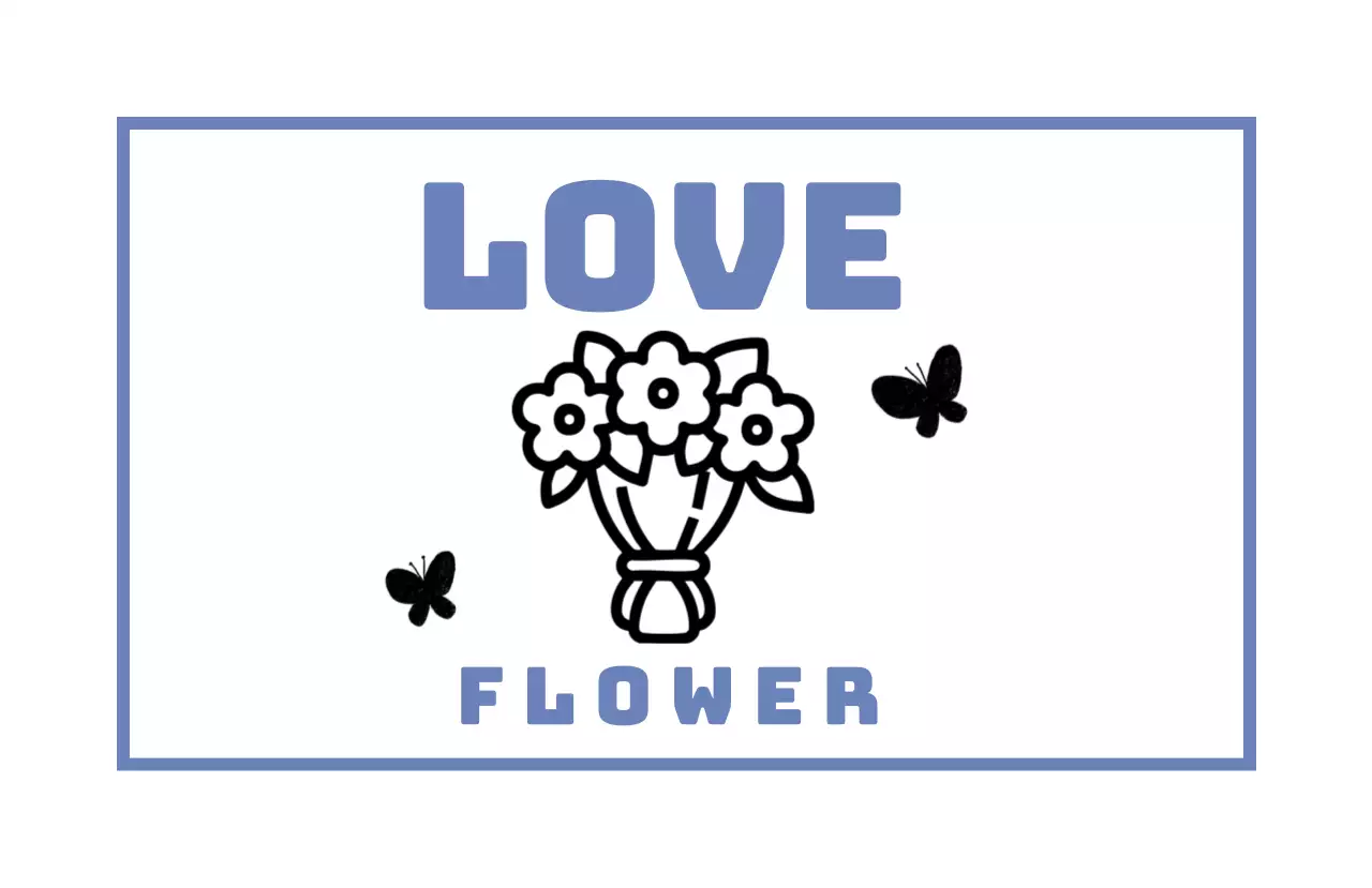 青 シンプル 花 ロゴ