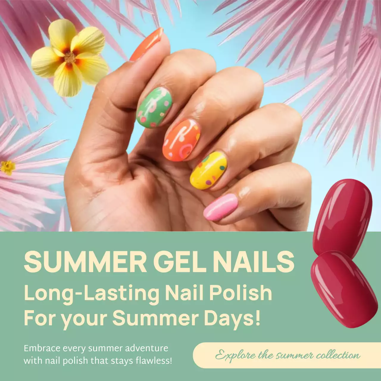 Colourful Modern Nail Promotion Instagram Post