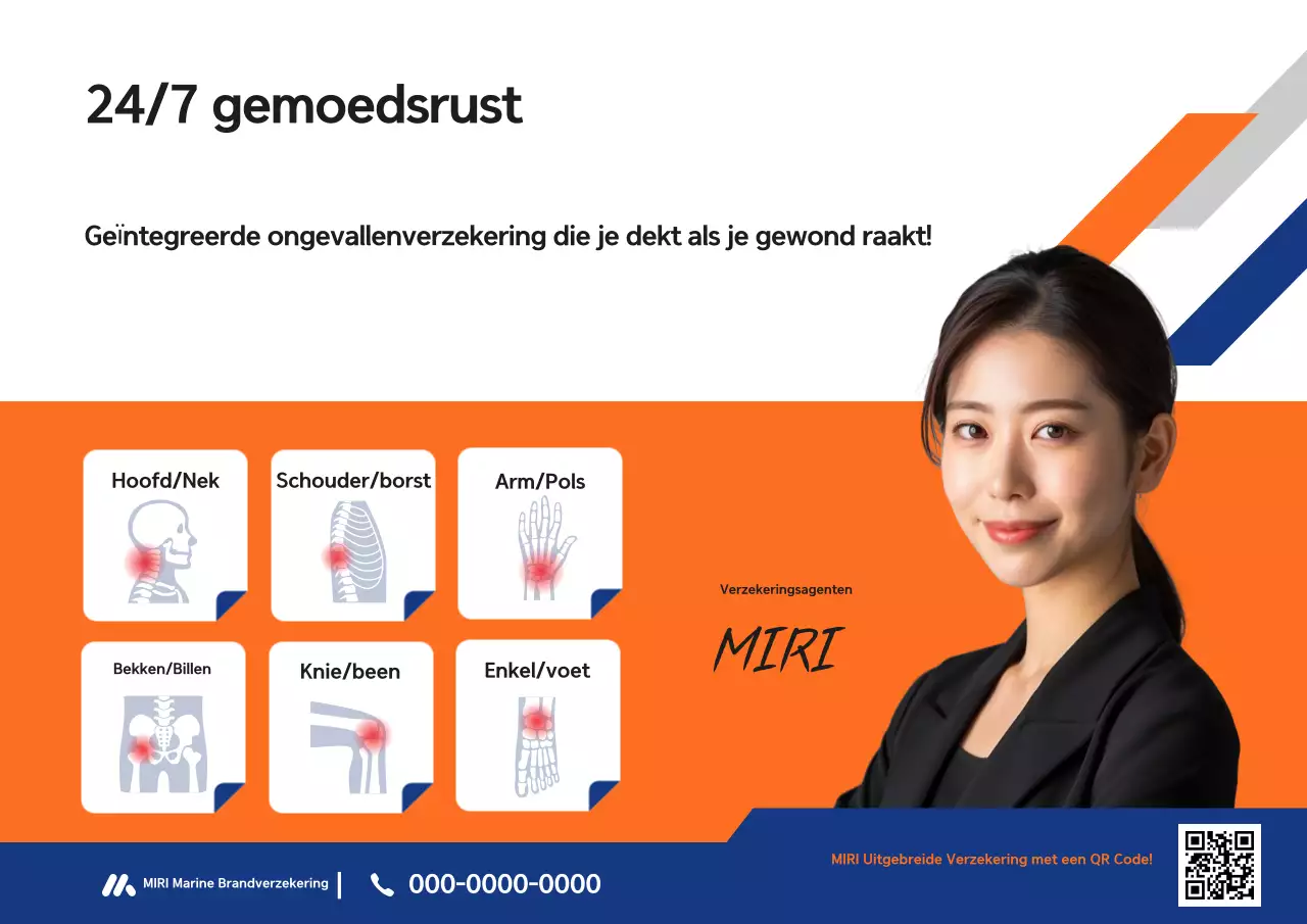 Oranje moderne, realistische geïntegreerde letseldiagnostische verzekeringsadvertentie