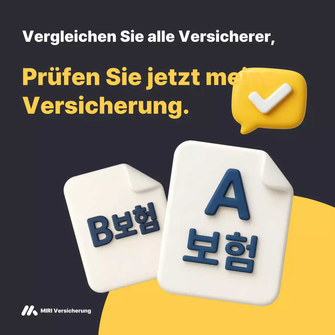 Schwarze moderne Versicherungsanzeige