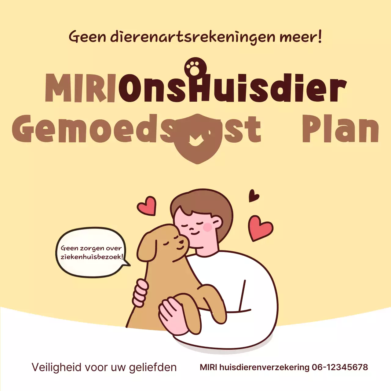 Advertentie voor beige baby-huisdierverzekering