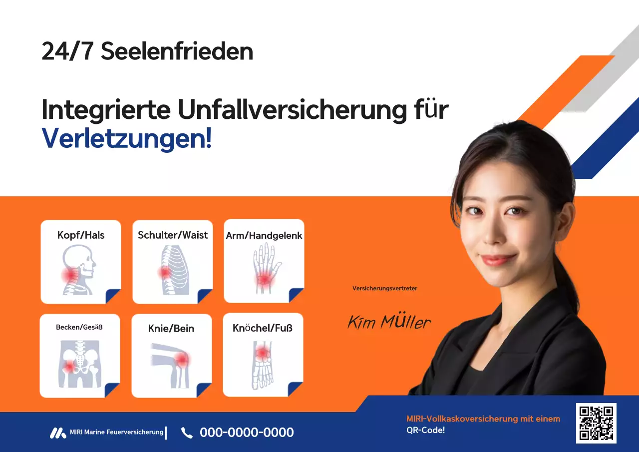 Orangefarbene, moderne, integrierte Unfalldiagnose-Versicherungswerbung für das wirkliche Leben