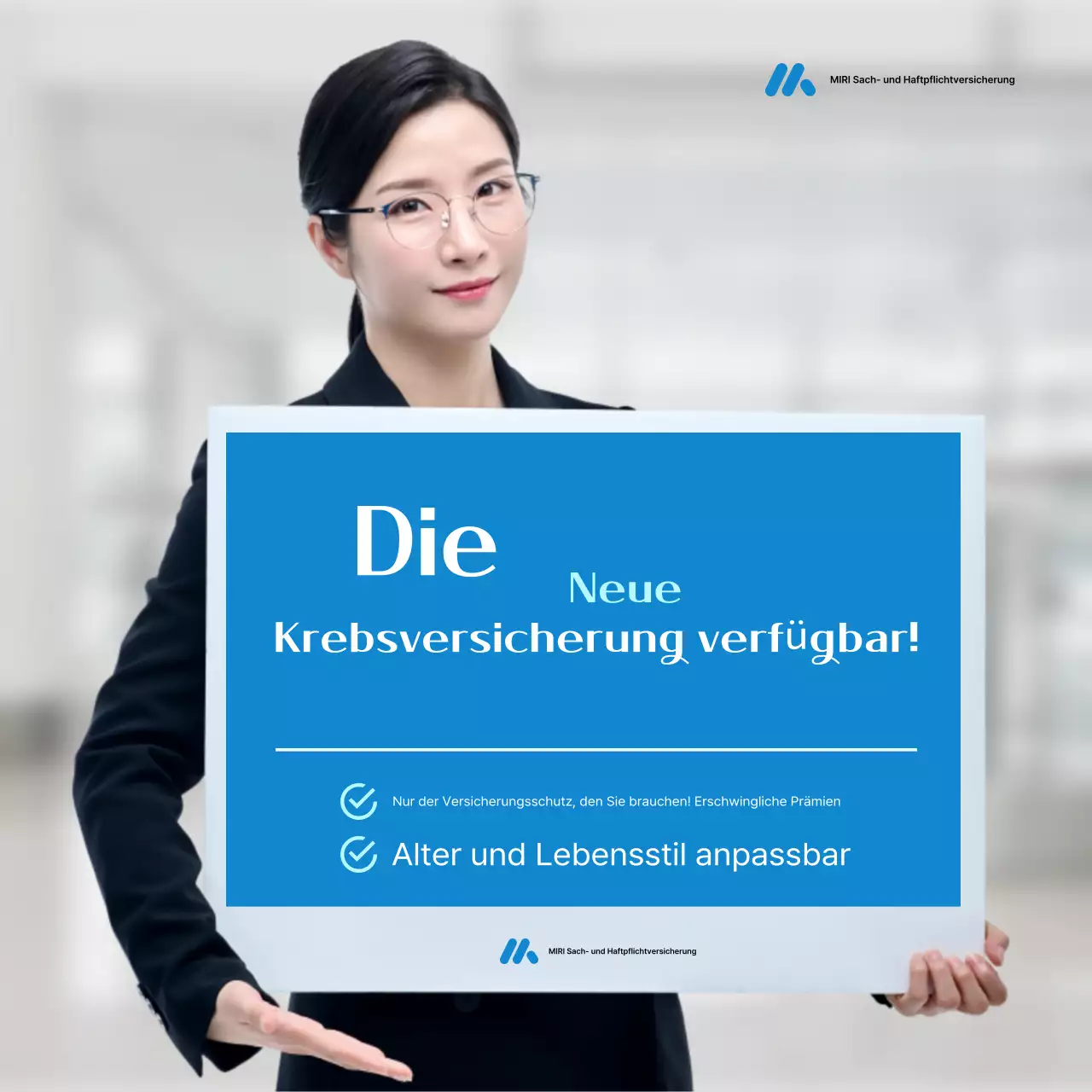 Blaue moderne Versicherungsanzeige