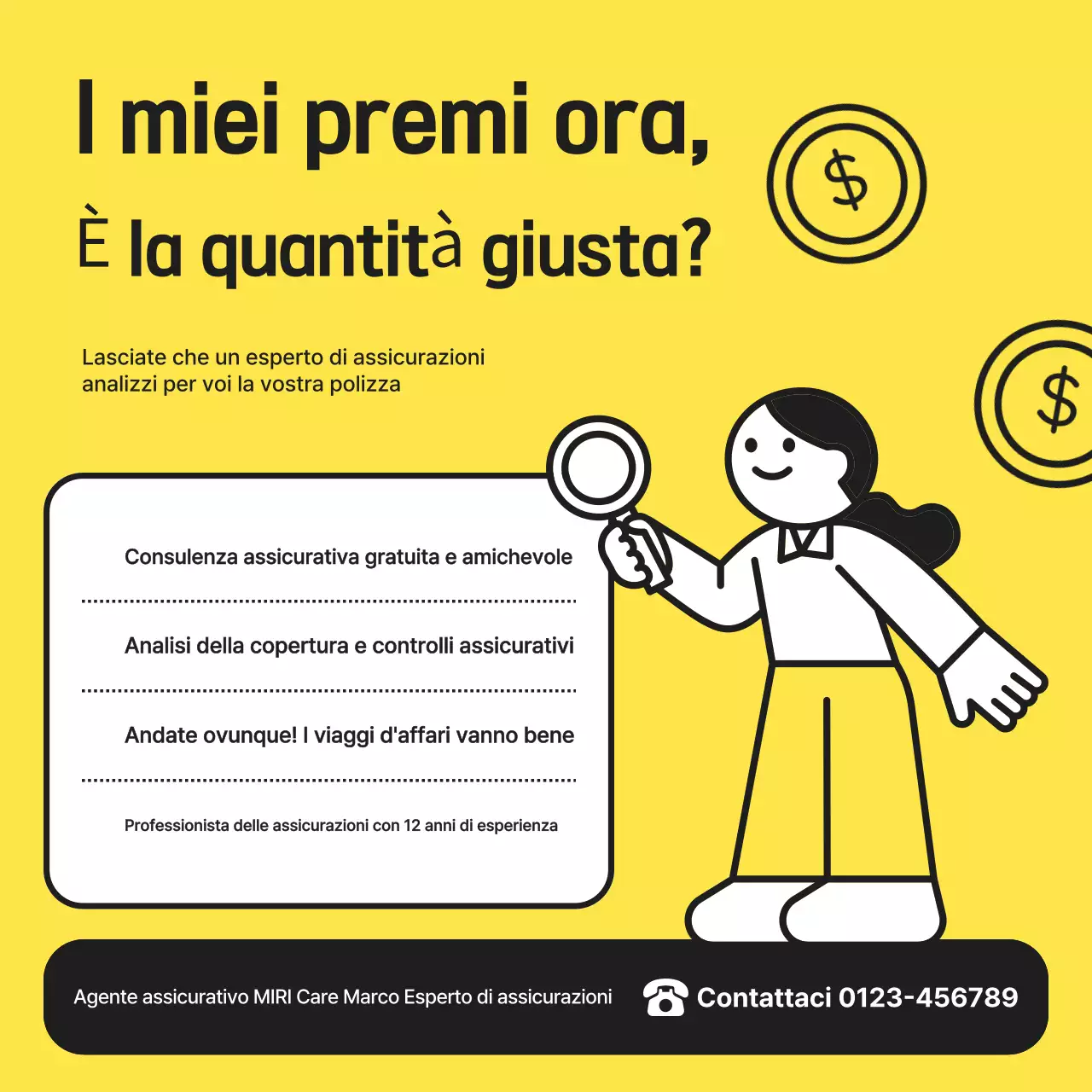 Pubblicità assicurativa semplice gialla