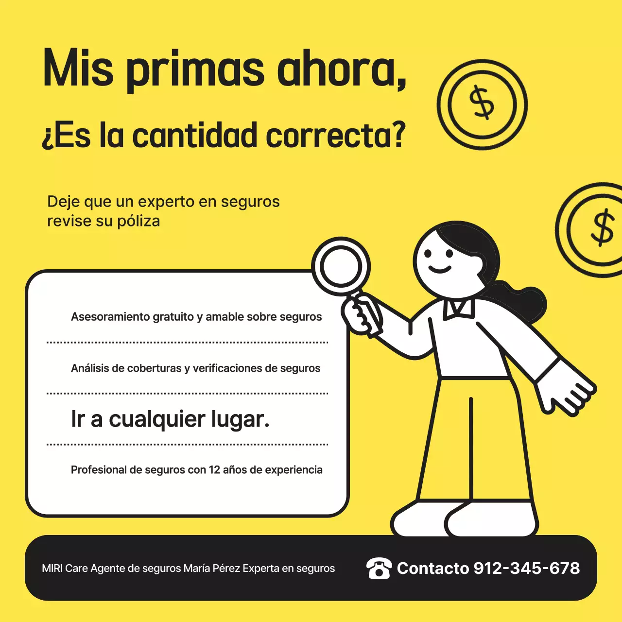 Anuncio de seguros simple amarillo