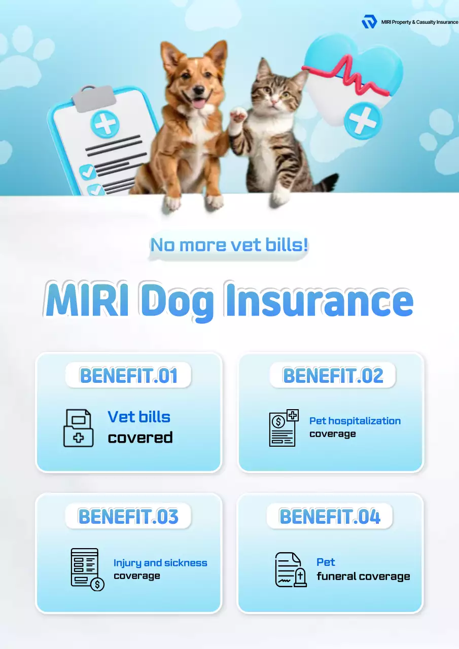 Promoção de seguro para animais de estimação fofos em azul-celeste