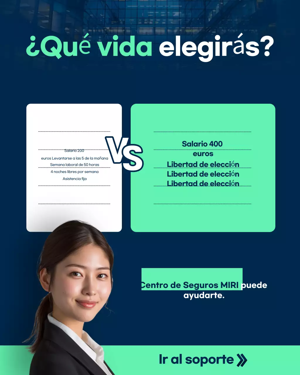 Anuncio de carrera moderna azul