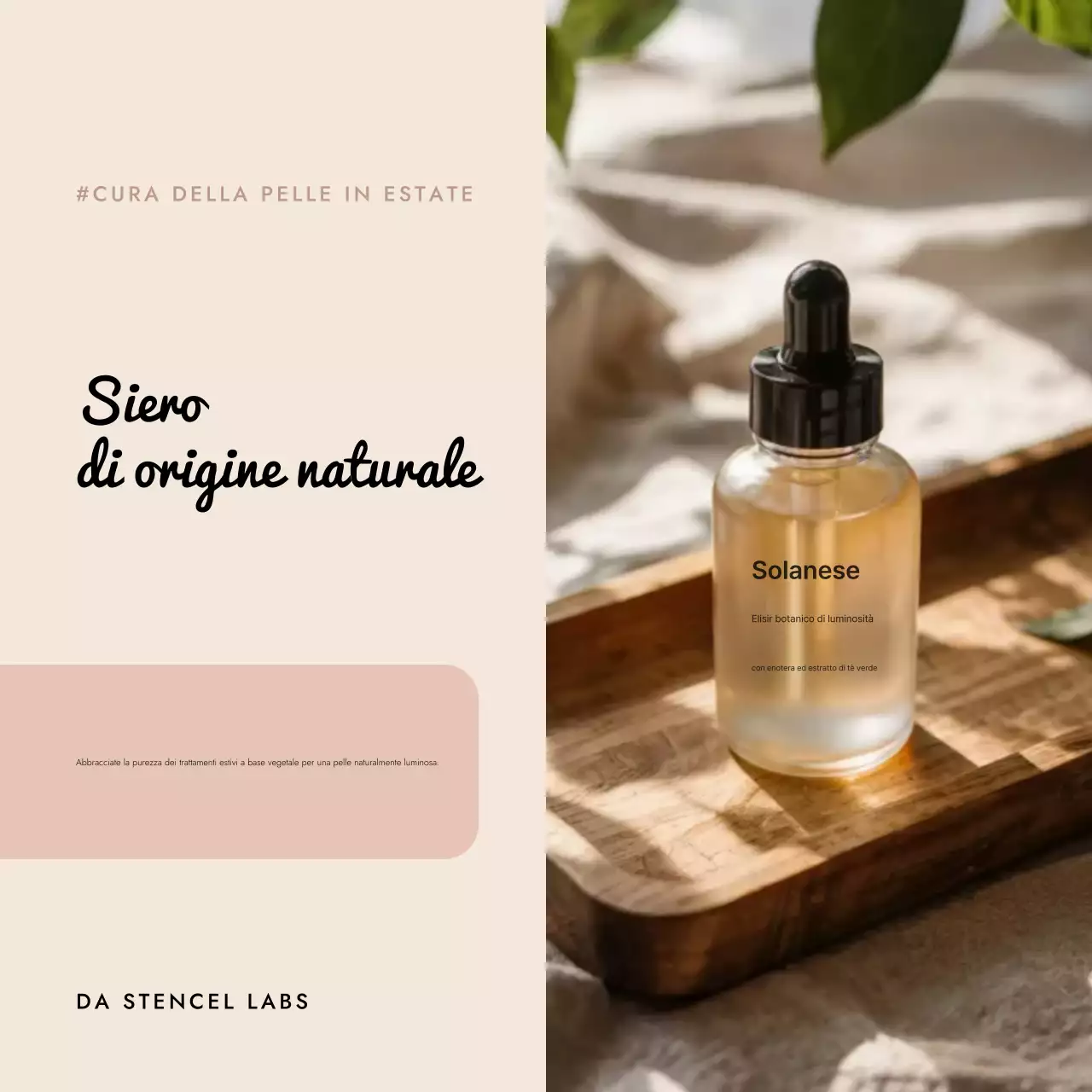 Promozione della cura della pelle naturale beige sui social media