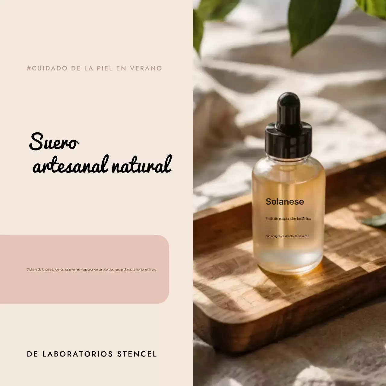 Promoción de cuidado de la piel natural en beige en redes sociales