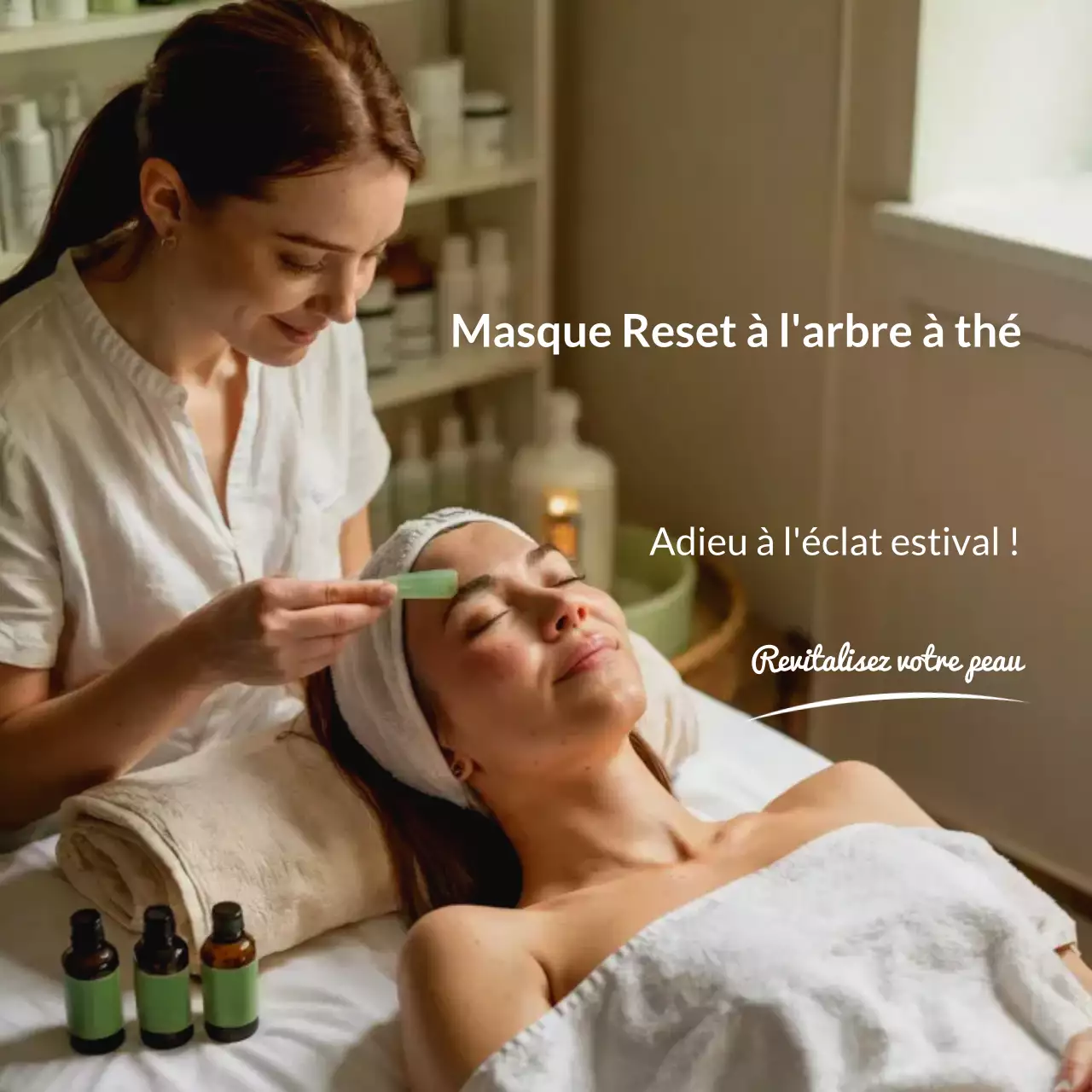 Publicité beige moderne pour les soins de la peau sur les réseaux sociaux