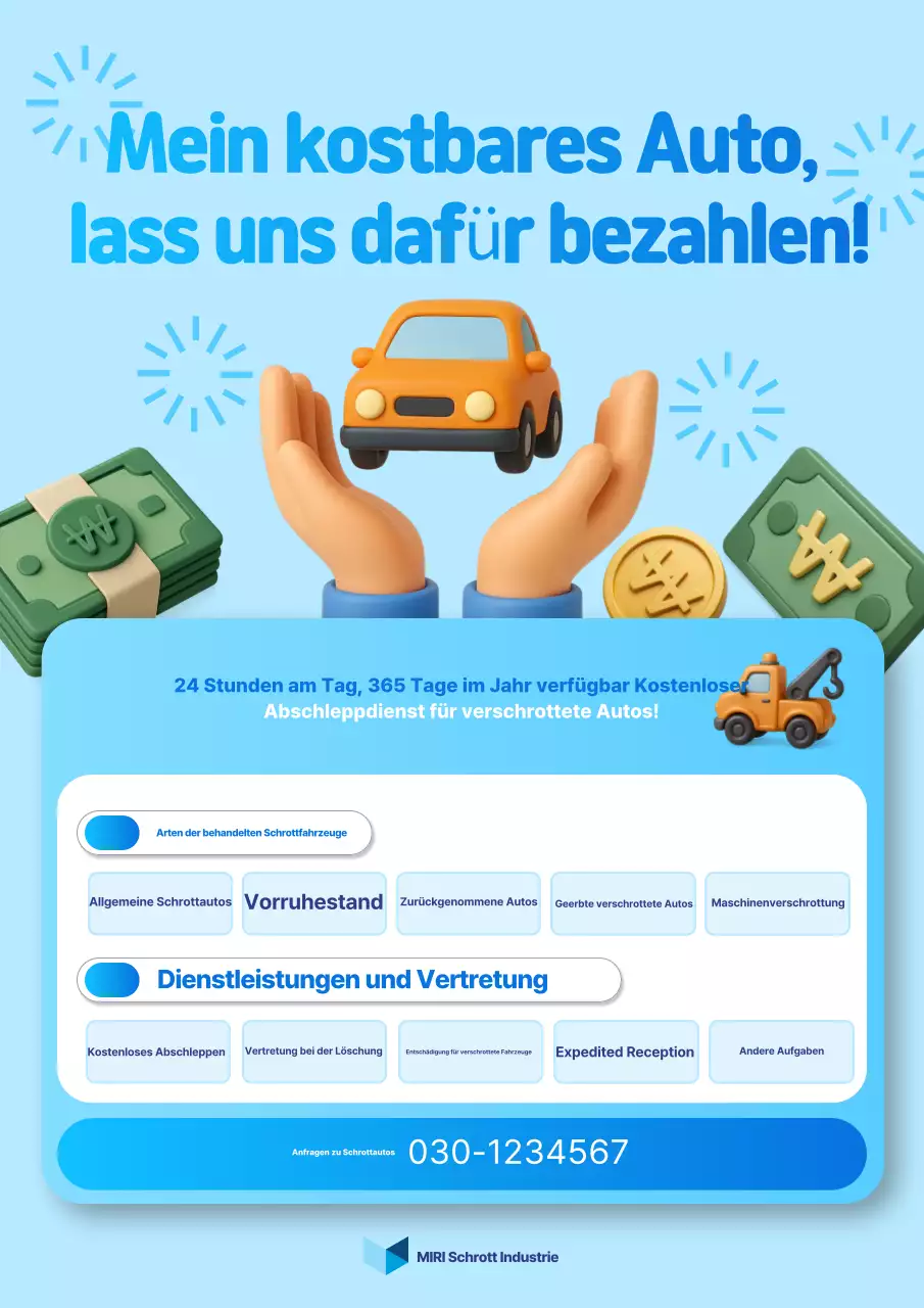 Sky Blue Modern Car Service-Werbung