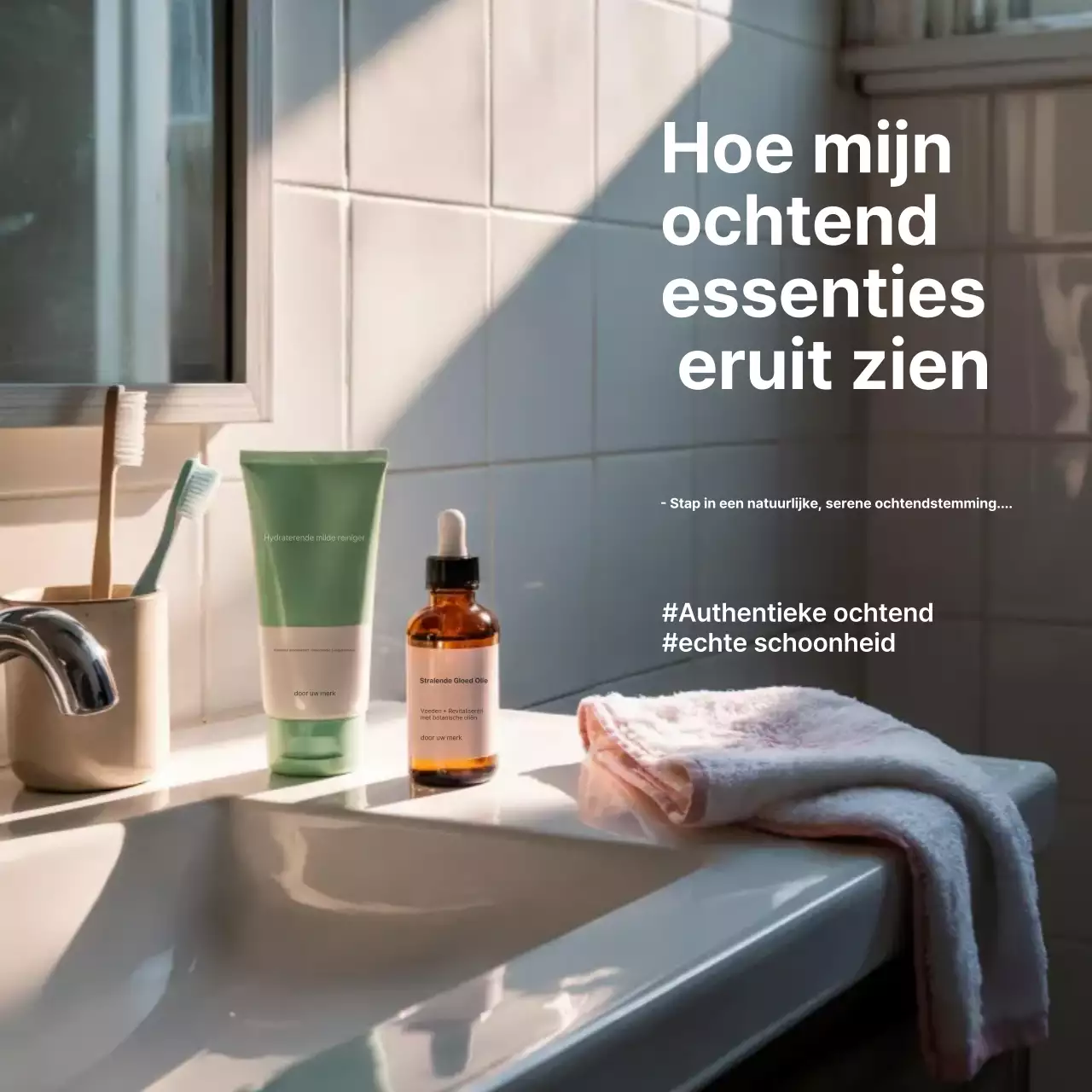 Witte minimalistische huidverzorgingsadvertenties op sociale media