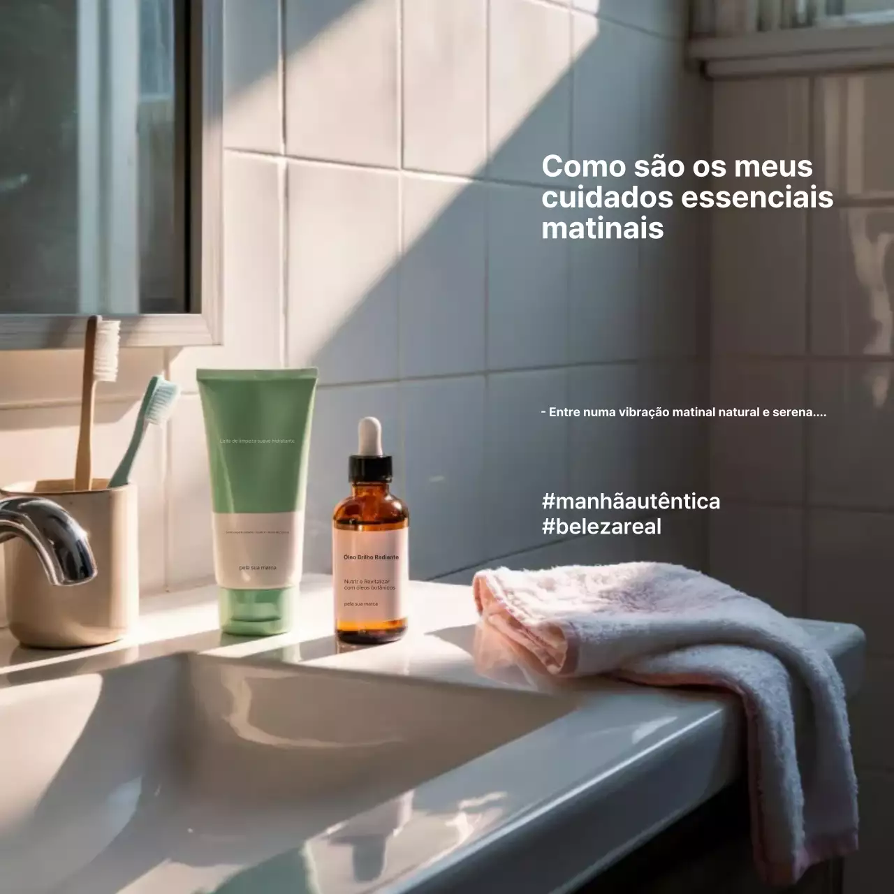 Anúncio de cuidados com a pele minimalista em branco nas redes sociais