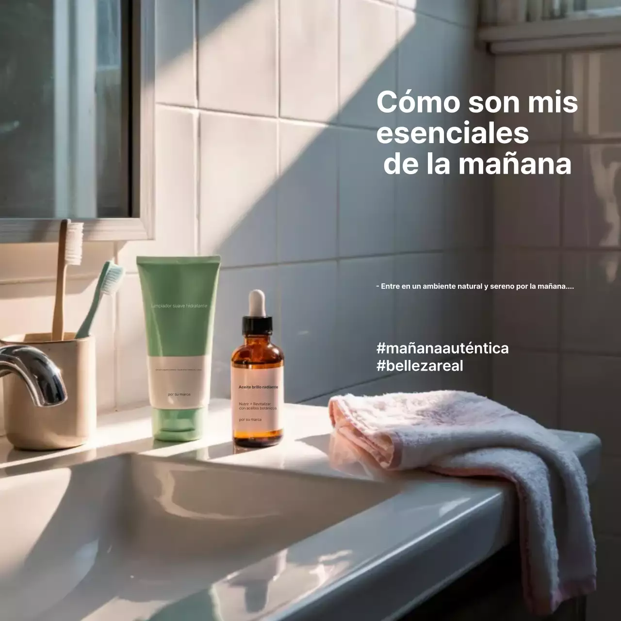 Publicidad minimalista de cuidado de la piel blanca en redes sociales