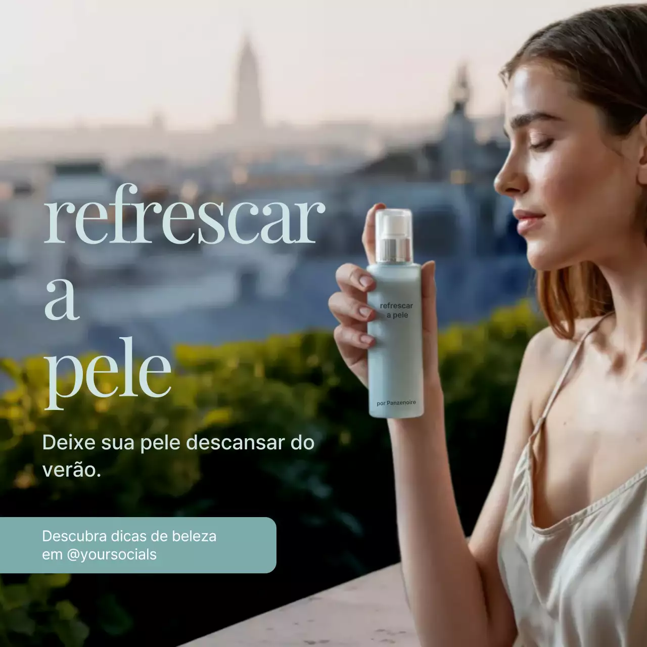 Anúncio de cuidados com a pele verde e elegante em quadrados de mídia social