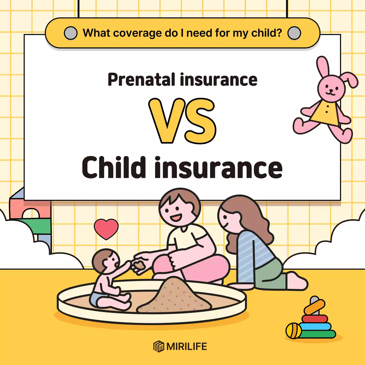 Anúncio de seguro para bebês amarelos