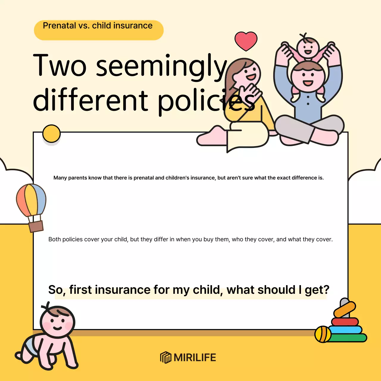 Anúncio de seguro para bebês amarelos