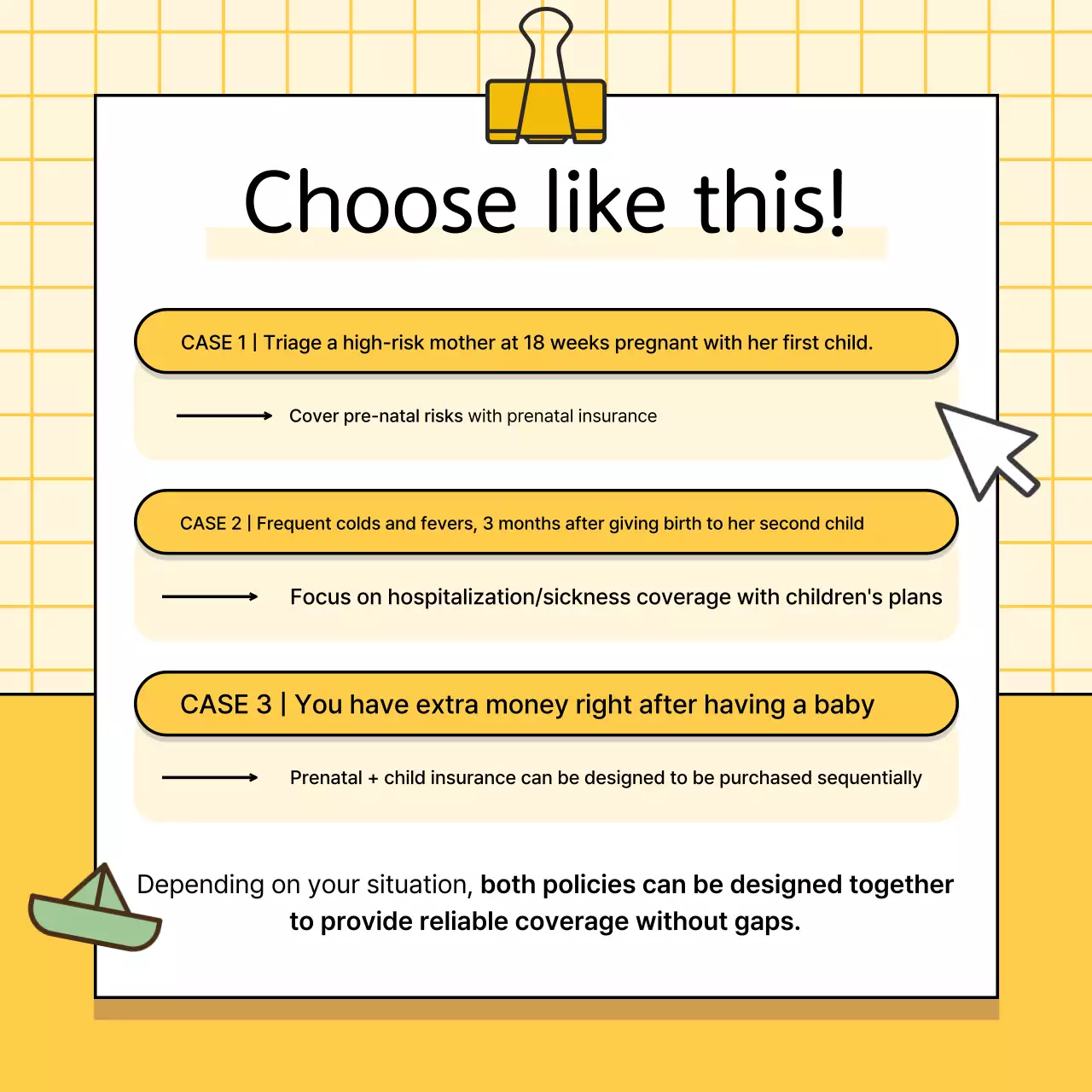 Anúncio de seguro para bebês amarelos