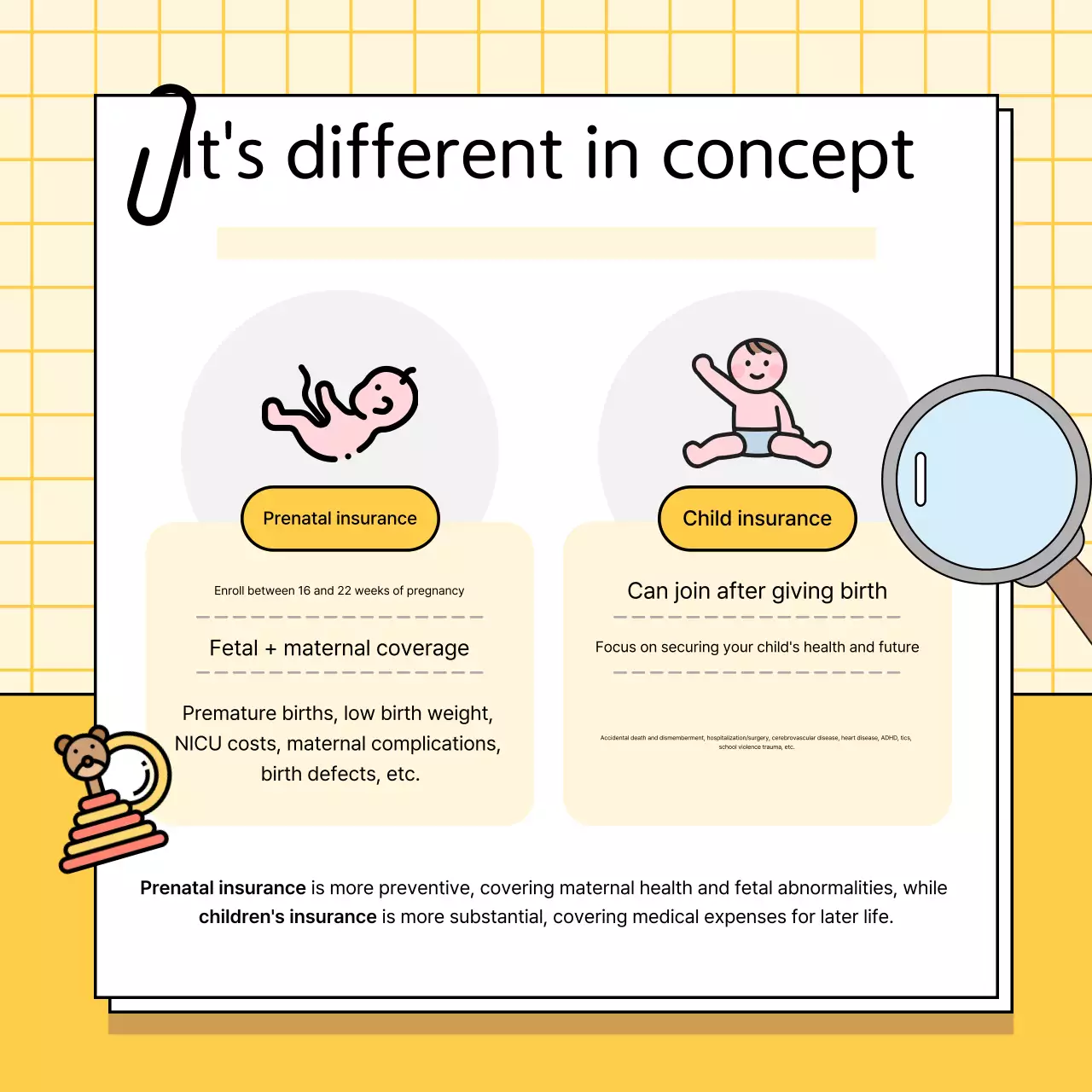 Anúncio de seguro para bebês amarelos