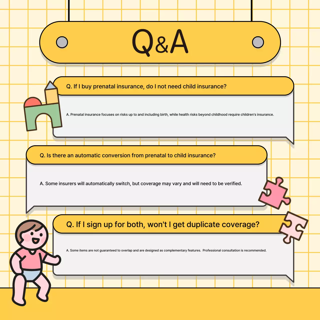 Anúncio de seguro para bebês amarelos