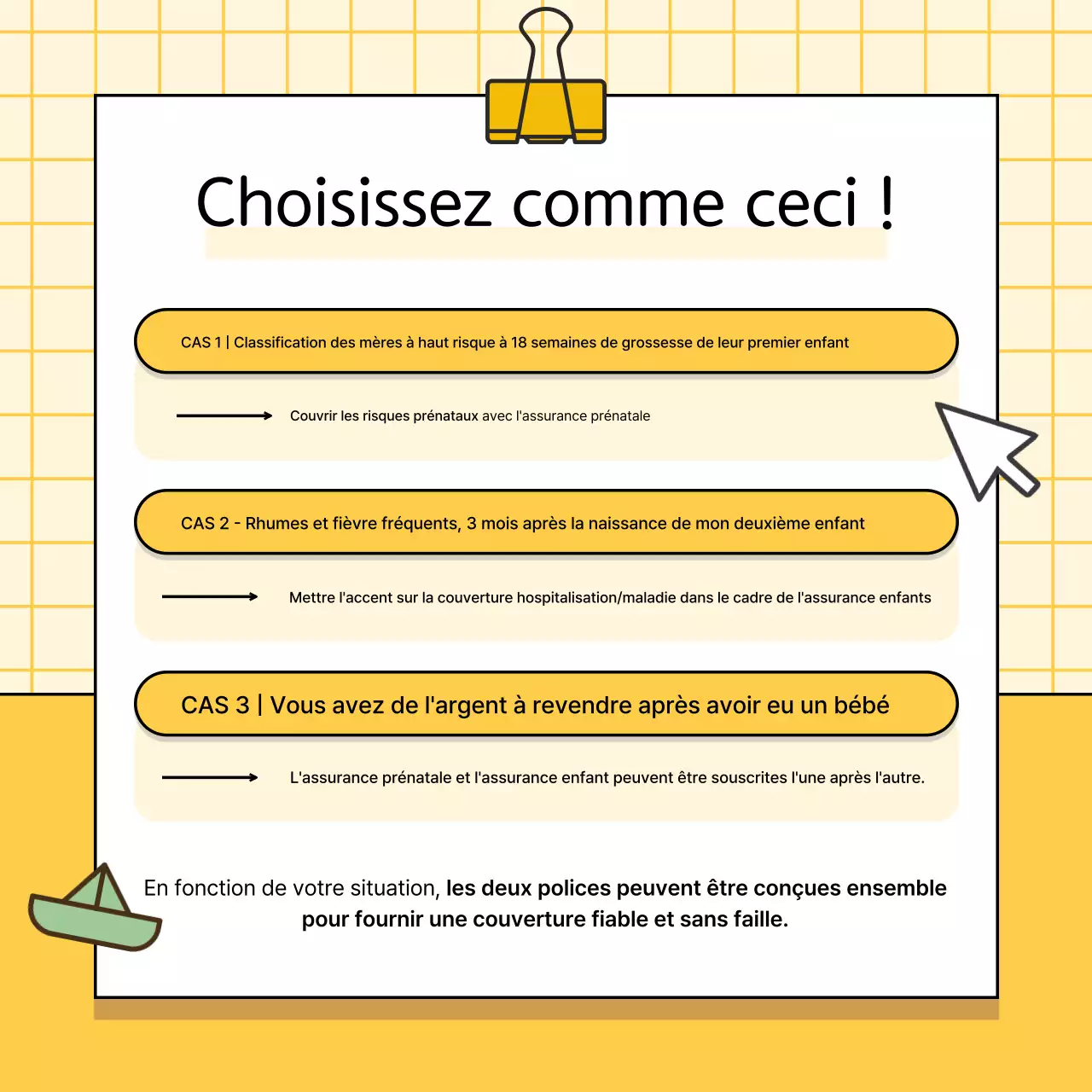 Publicité pour l'assurance bébé jaune