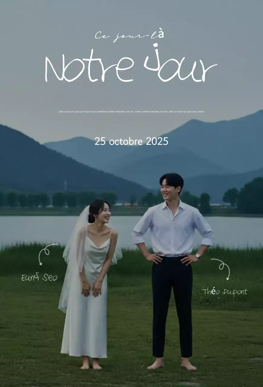 Invitation de mariage nature bleue