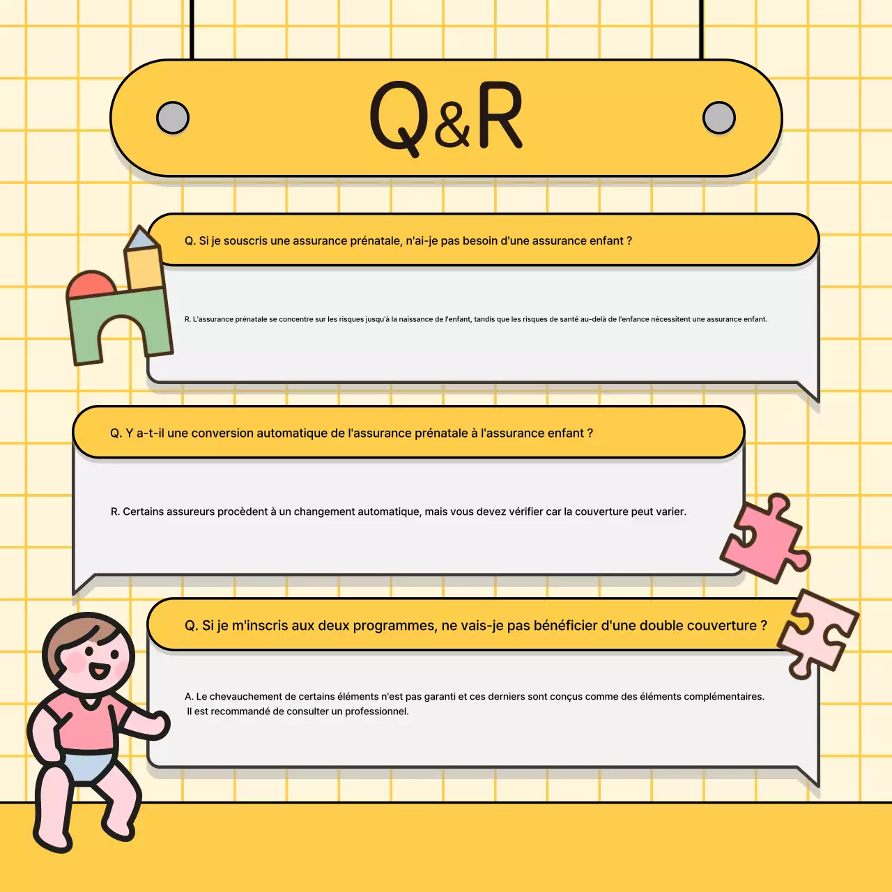 Publicité pour l'assurance bébé jaune