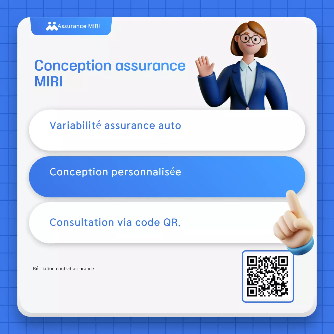 Publicité d'assurance automobile simple et bleue