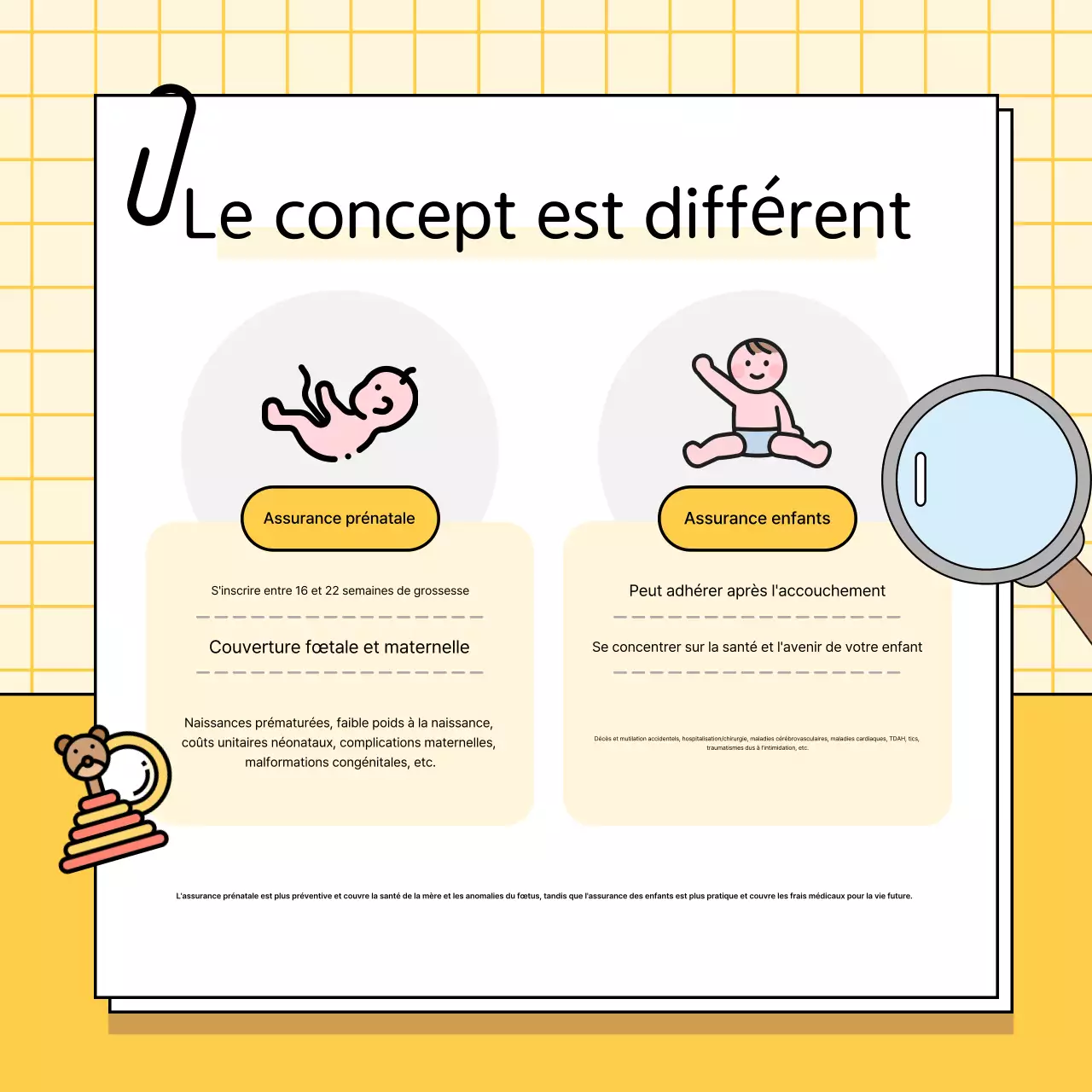 Publicité pour l'assurance bébé jaune