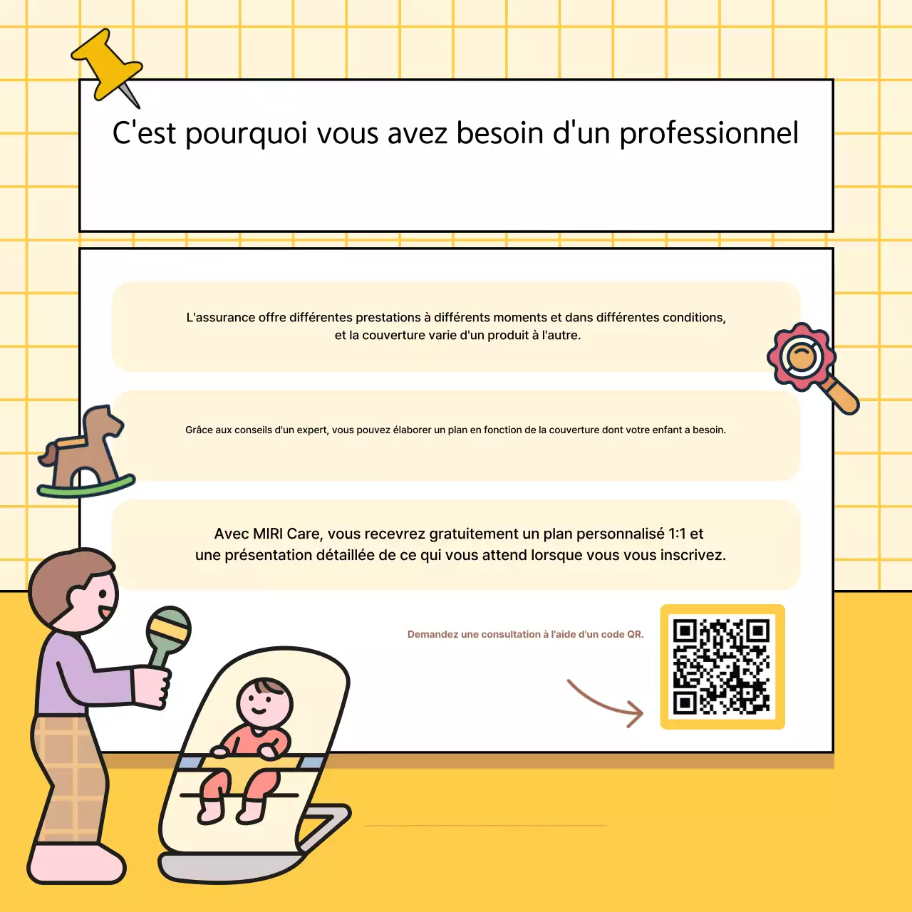 Publicité pour l'assurance bébé jaune
