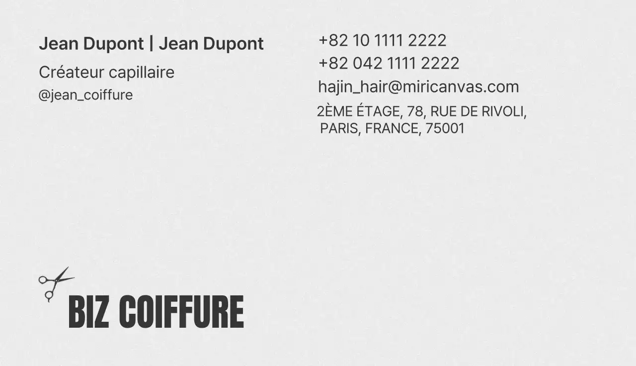 Carte de visite de salon de beauté simple et grise