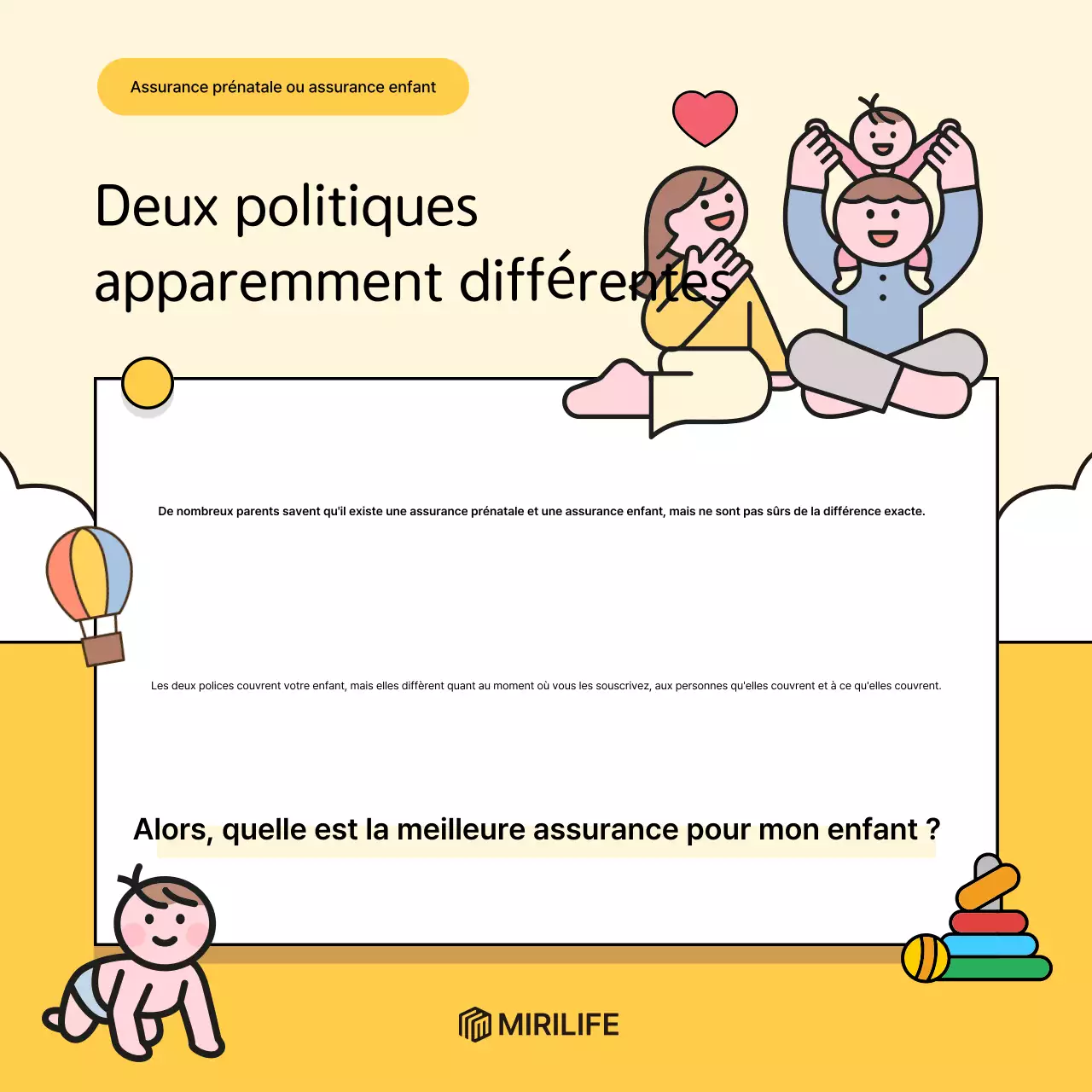 Publicité pour l'assurance bébé jaune