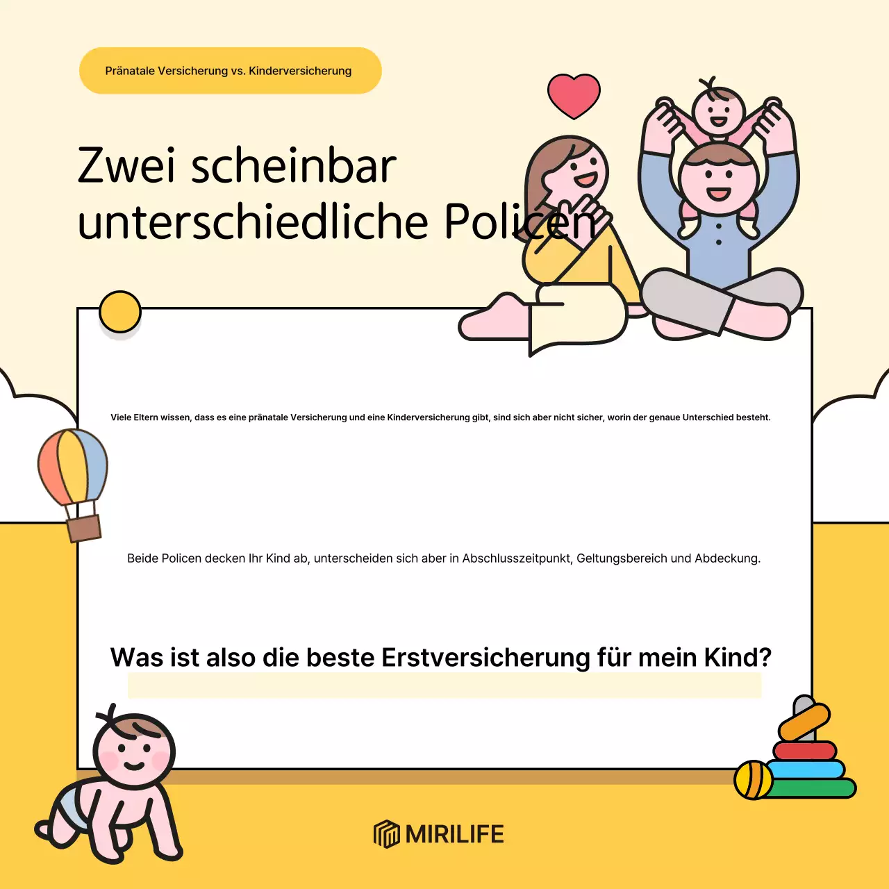 Anzeige der Yellow Baby-Versicherung