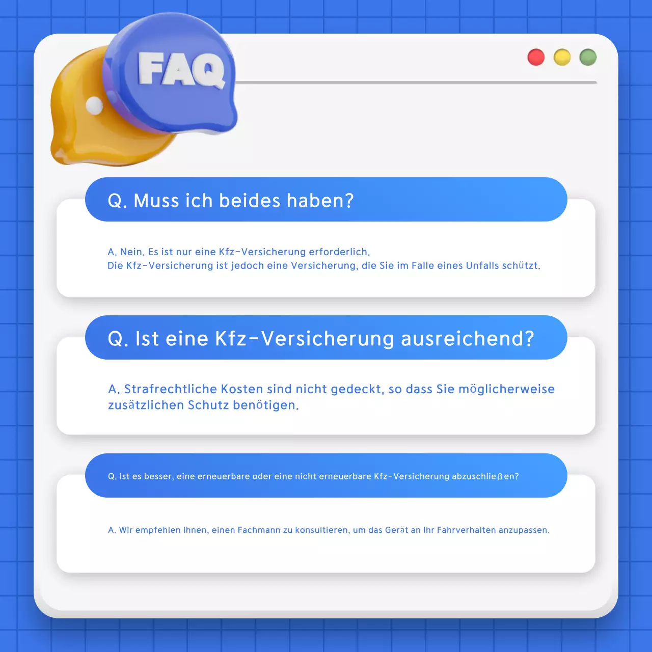 Blue Simple Autoversicherungsanzeige