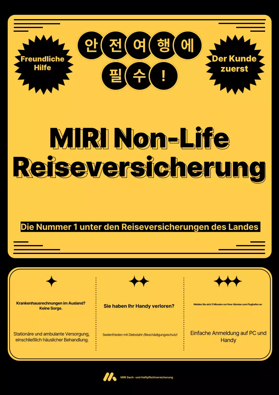 Gelb hervorgehobene Versicherungsanzeige