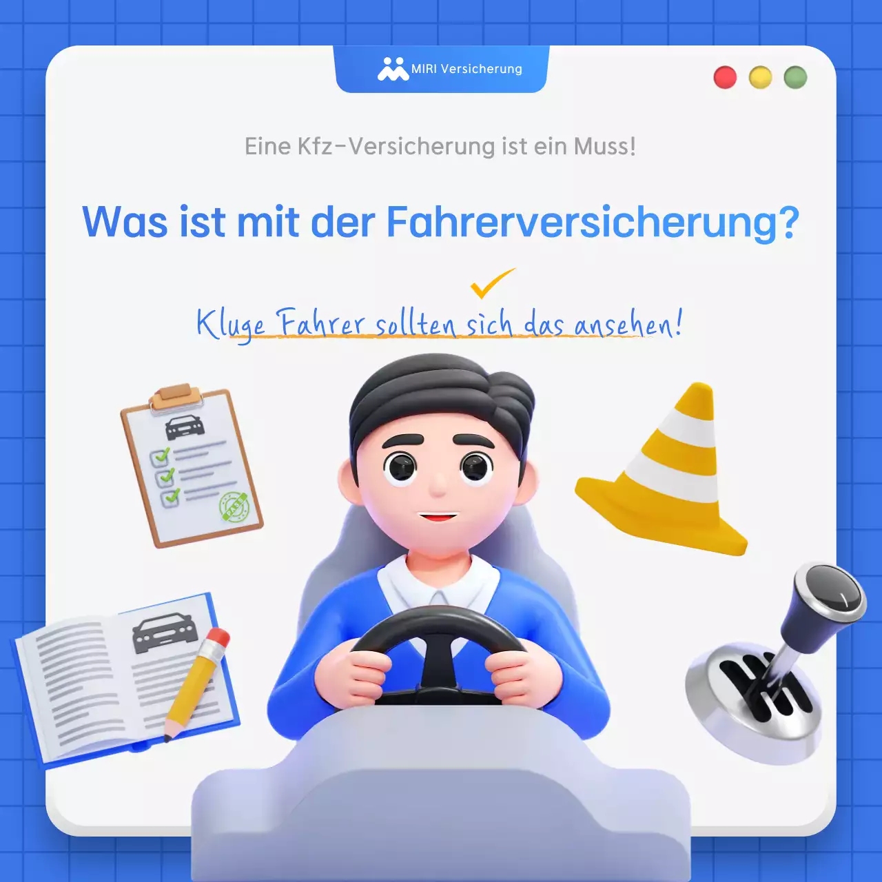 Blue Simple Autoversicherungsanzeige