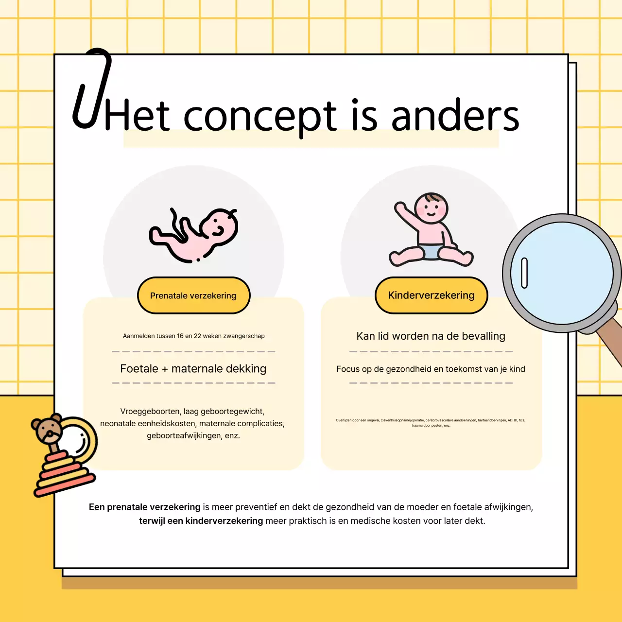 Advertentie voor gele babyverzekering