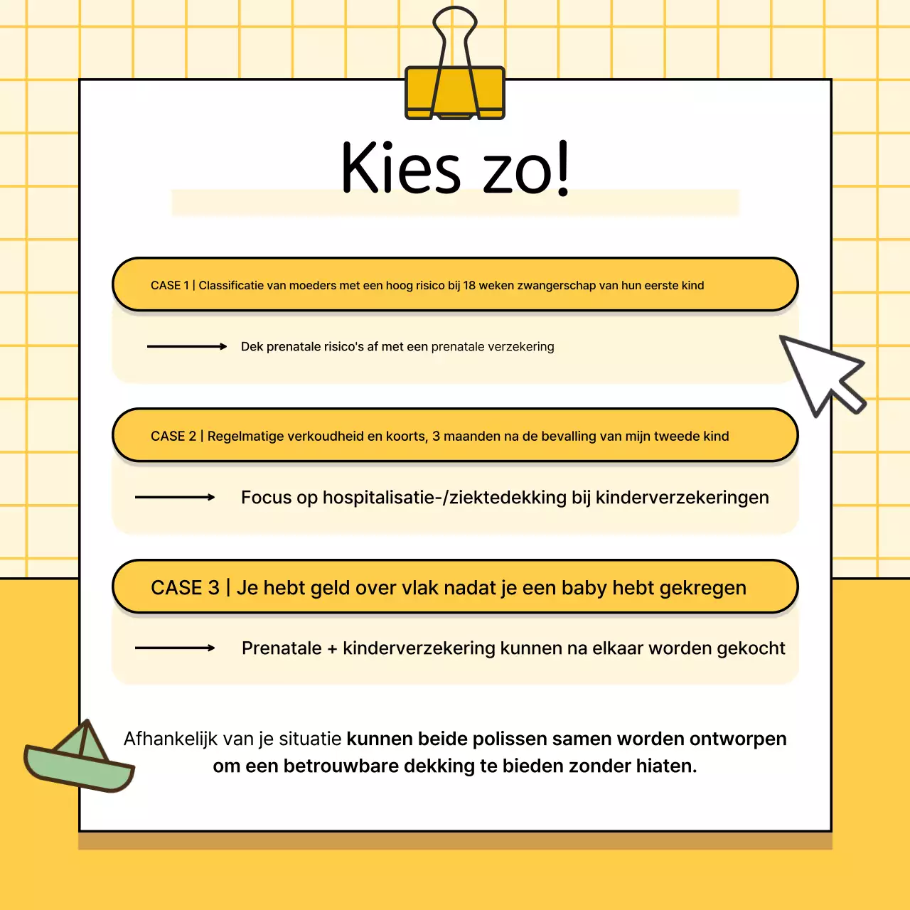 Advertentie voor gele babyverzekering