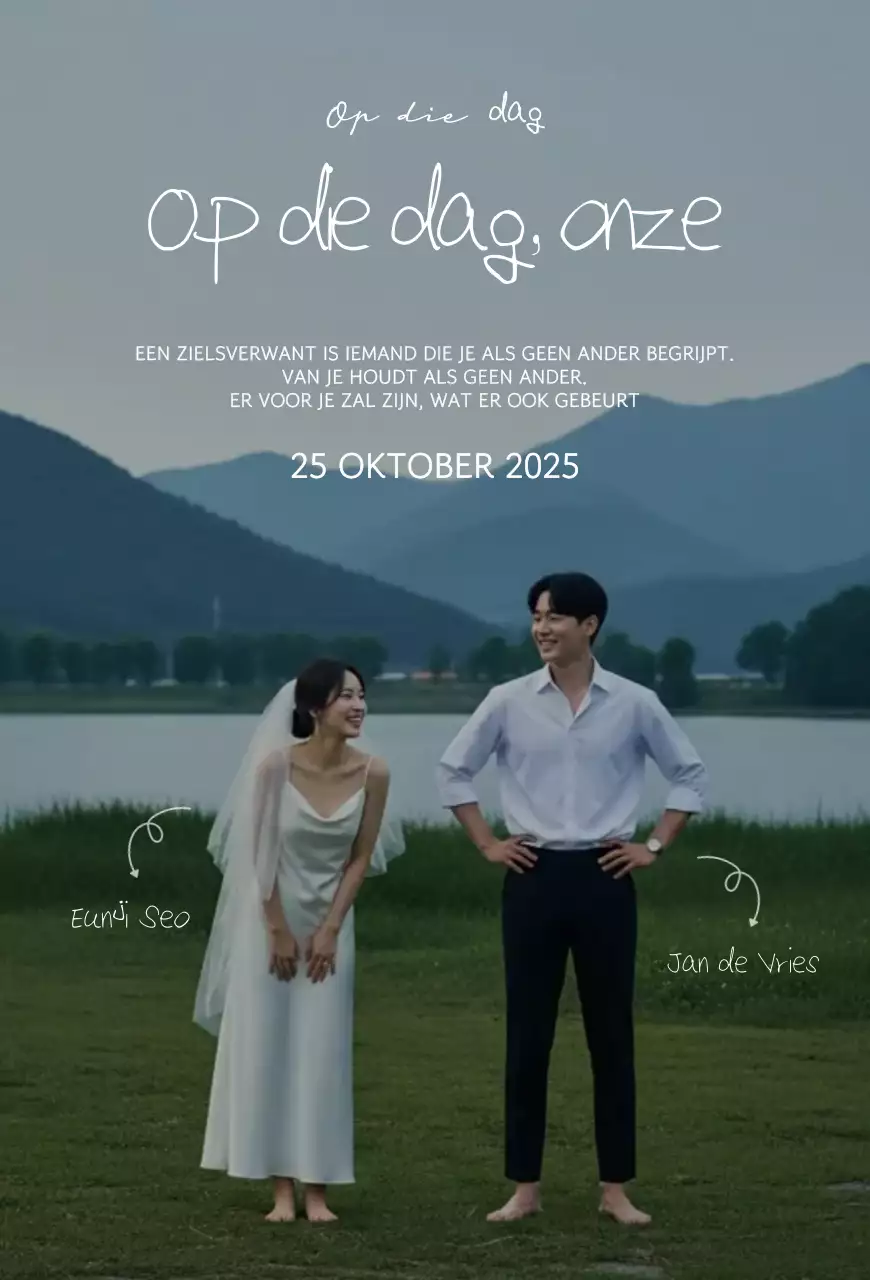 Blauwe natuur huwelijksuitnodiging