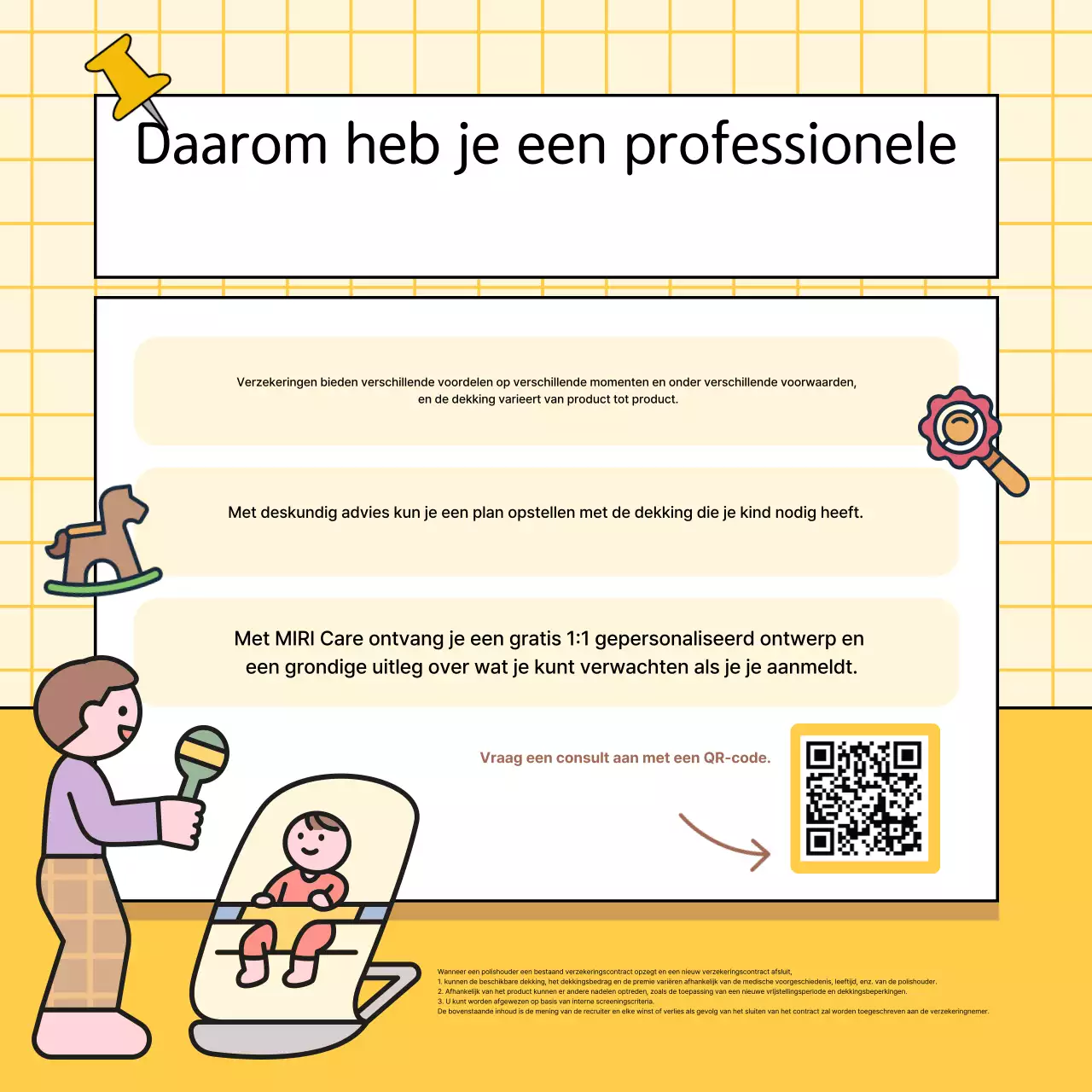 Advertentie voor gele babyverzekering