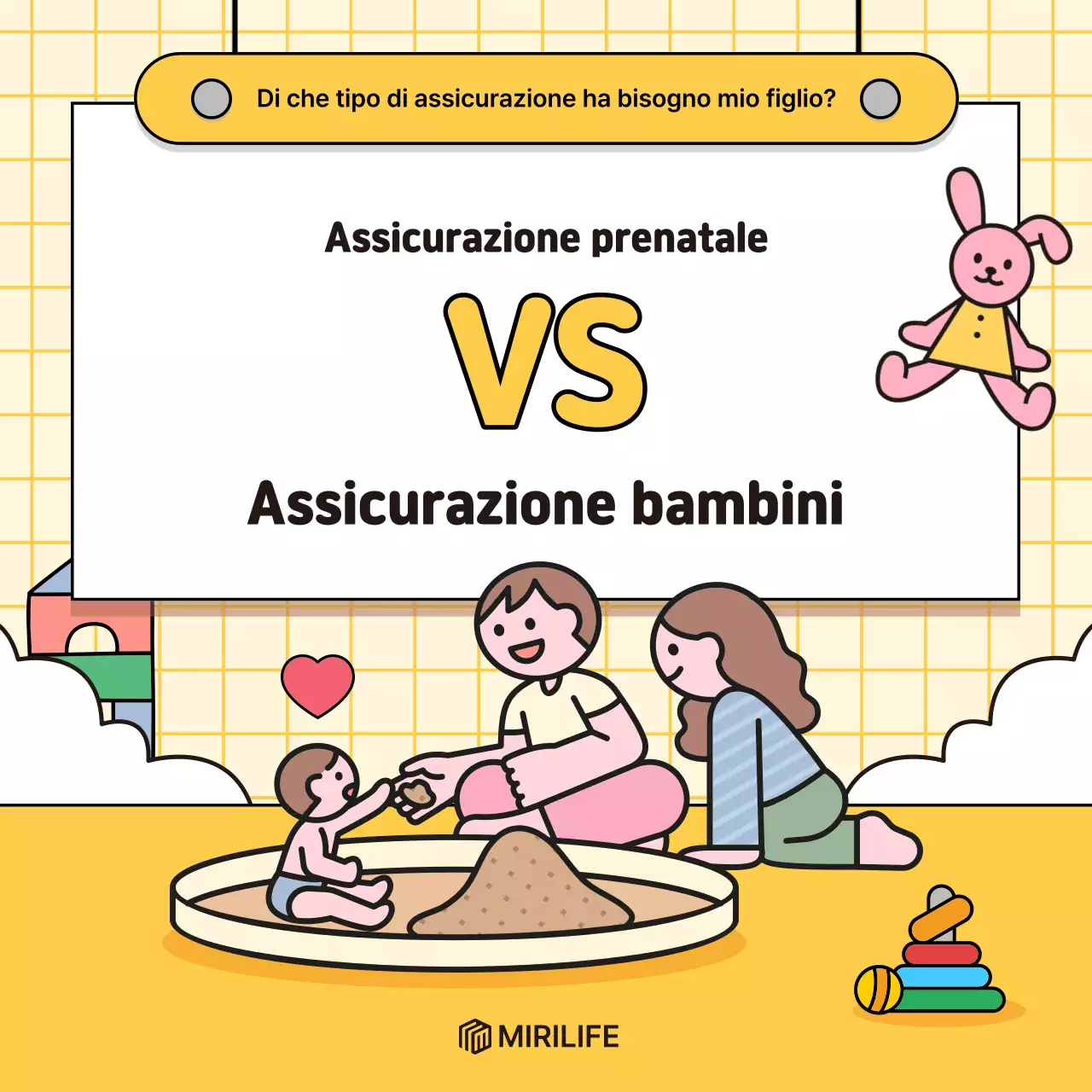 Pubblicità dell'assicurazione per neonati gialla
