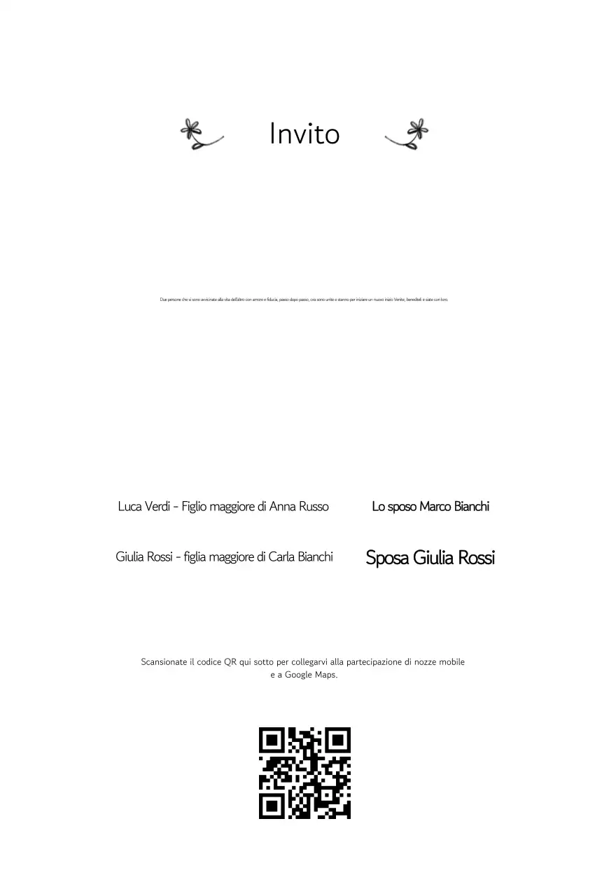 Invito di nozze classico in bianco e nero