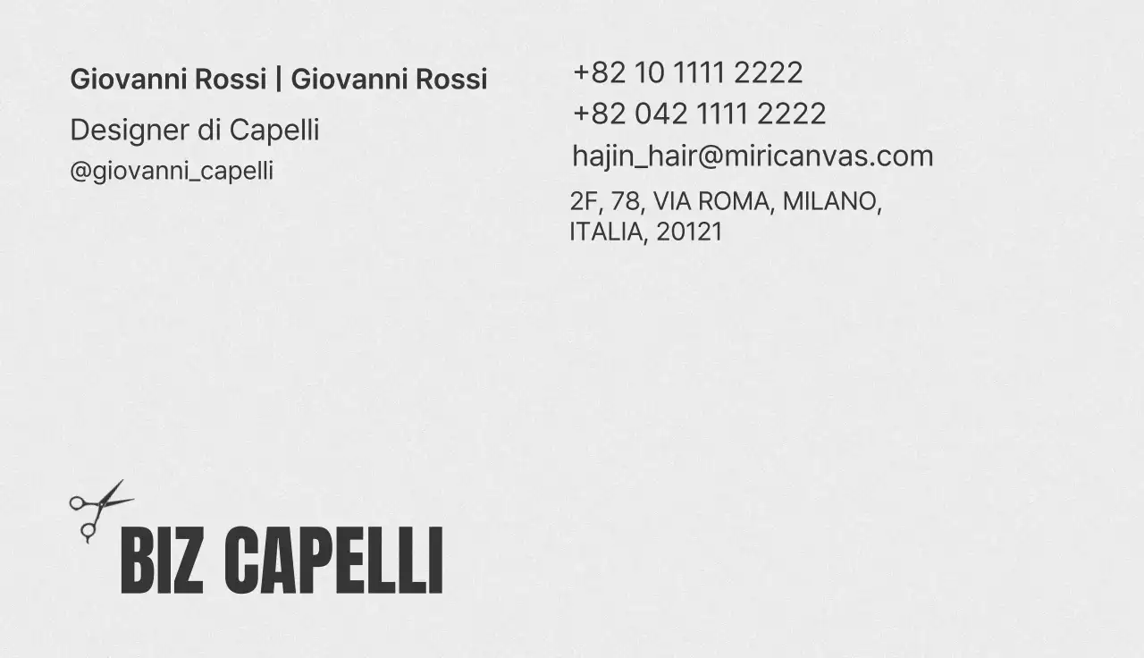 Biglietto da visita semplice grigio per salone di bellezza