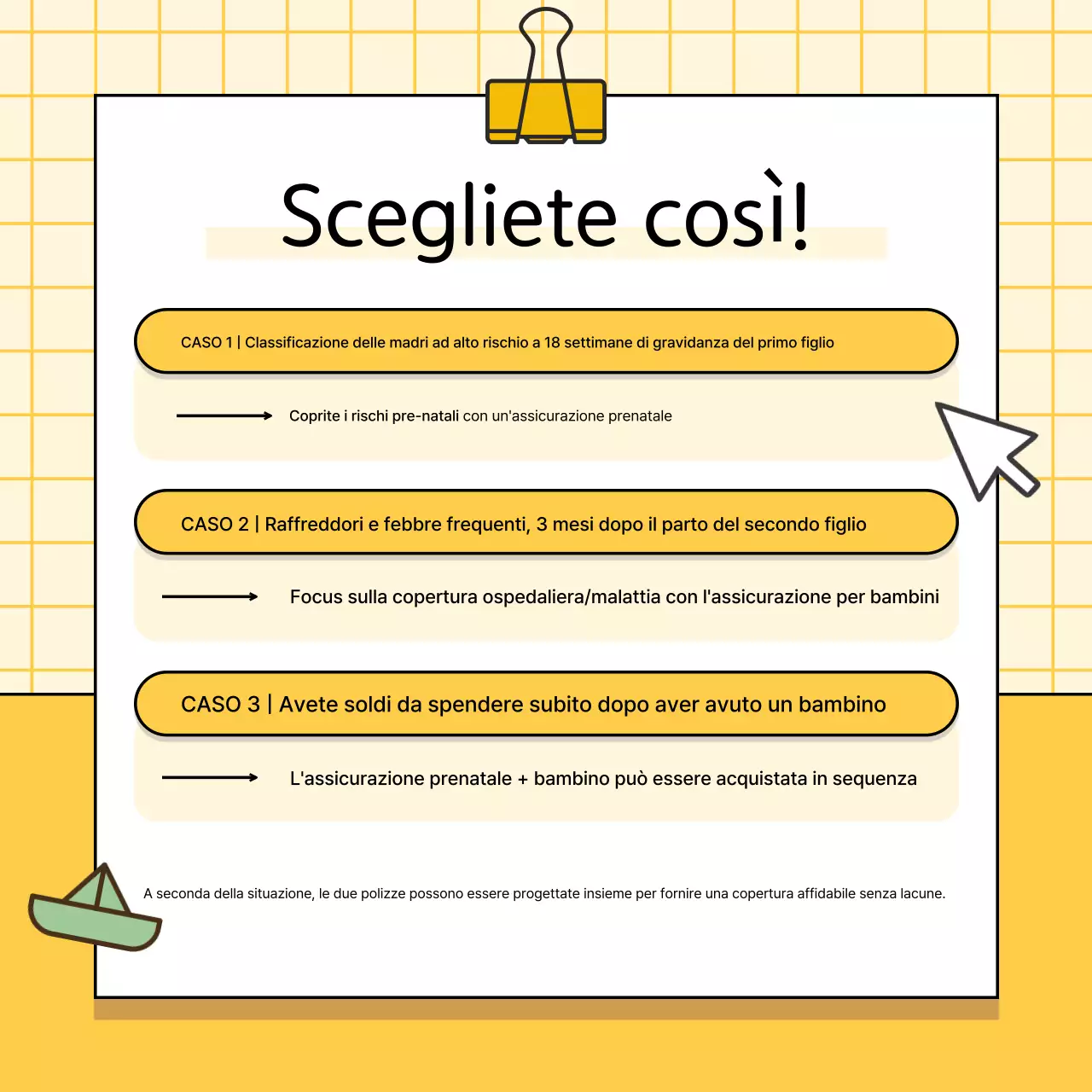 Pubblicità dell'assicurazione per neonati gialla
